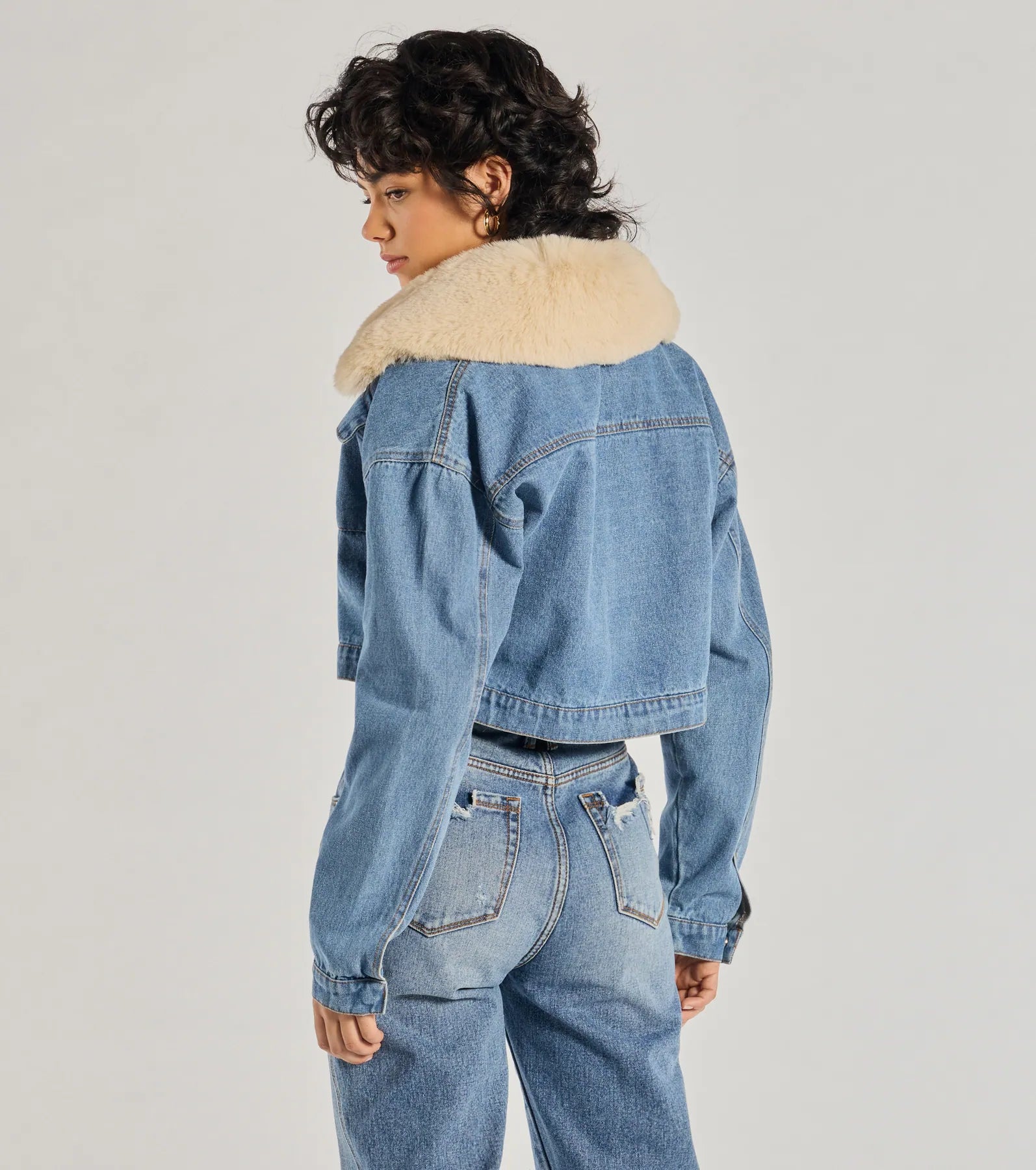 Windsor Casual Trendsetter Faux Fur Denim Trucker Jacket - view 2