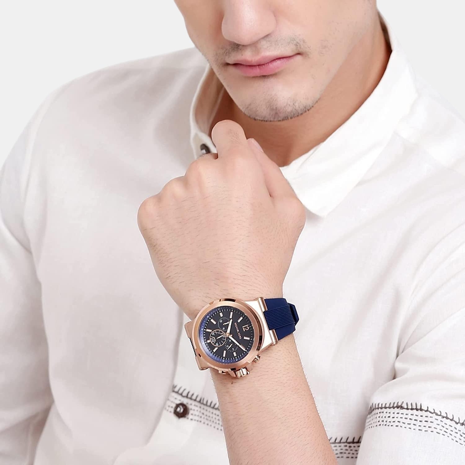 Michael Kors Dylan Men Quartz Blue Dial Chronograph Silicone Watch MK8295 - view 5