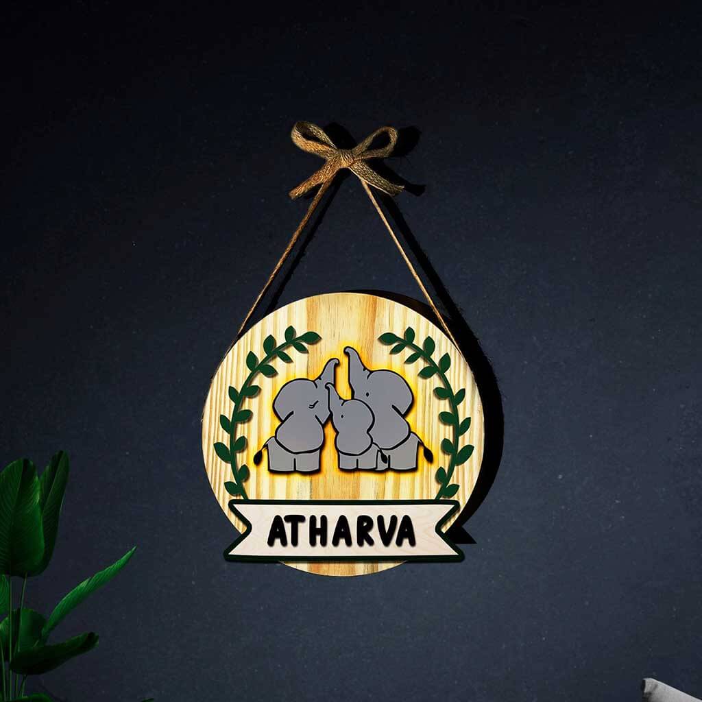Chitra Chaya Personalized Wooden Elly Wall Lamp - view 2