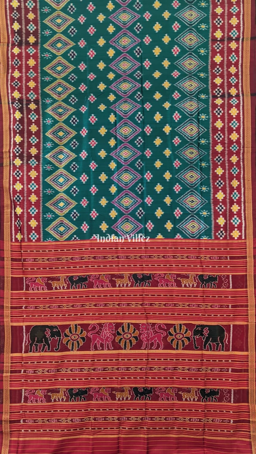 IndianVillèz Green Body Pasapali Khandua Silk Saree