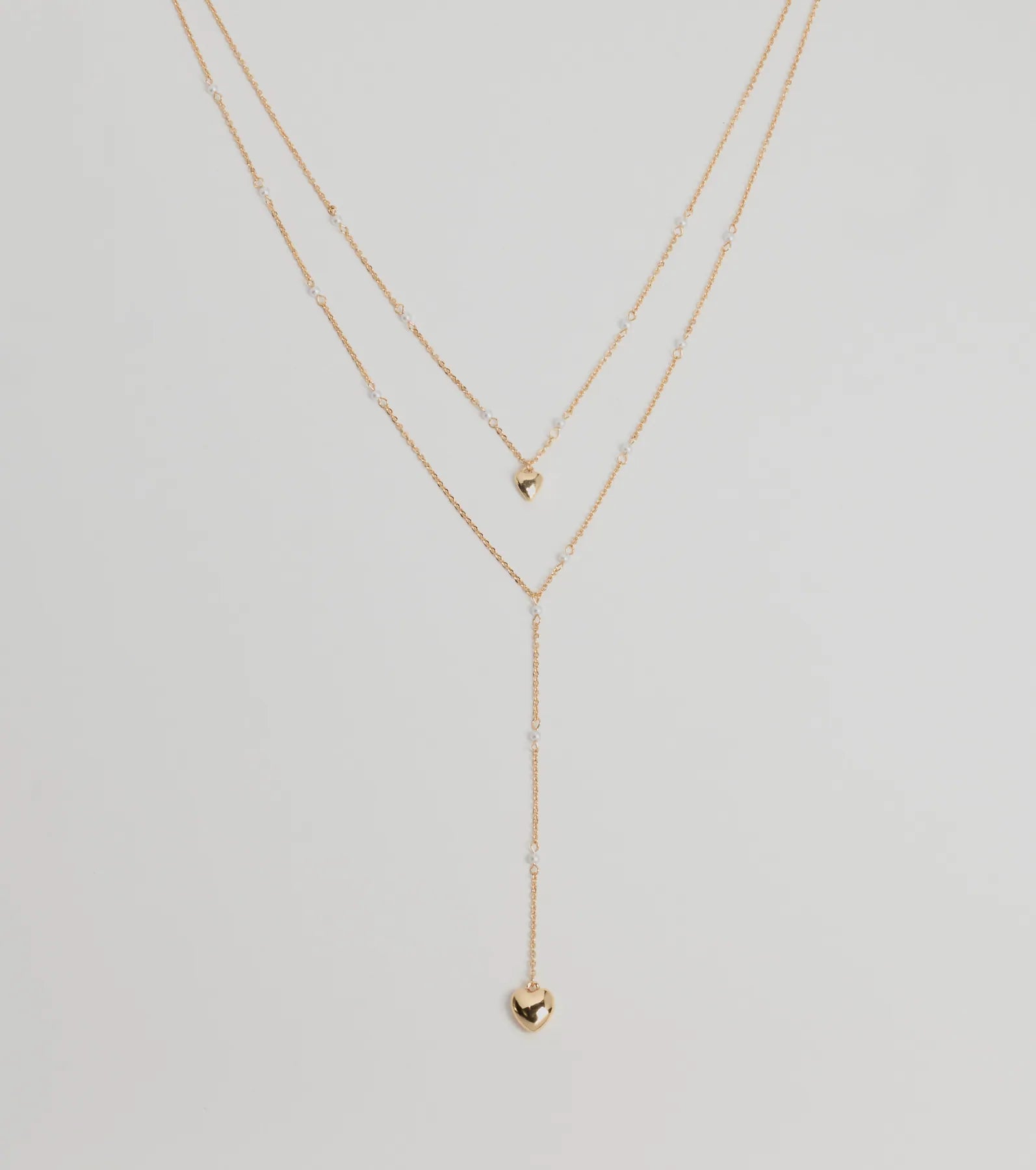 Windsor Sweet Glam Layered Faux Pearl And Heart Pendant Necklace