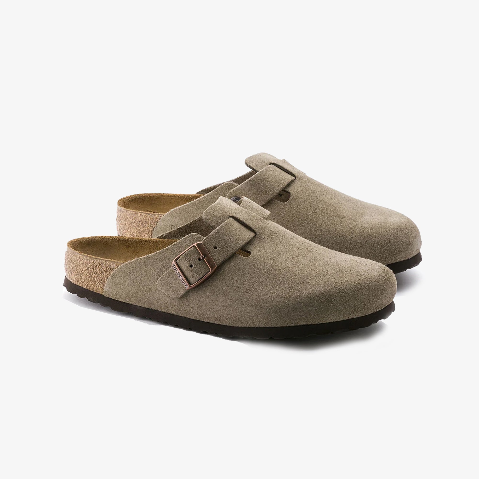 Birkenstock | BOSTON SOFT FOOTBED SUEDE LEATHER { GRAY/TAUPE - view 2