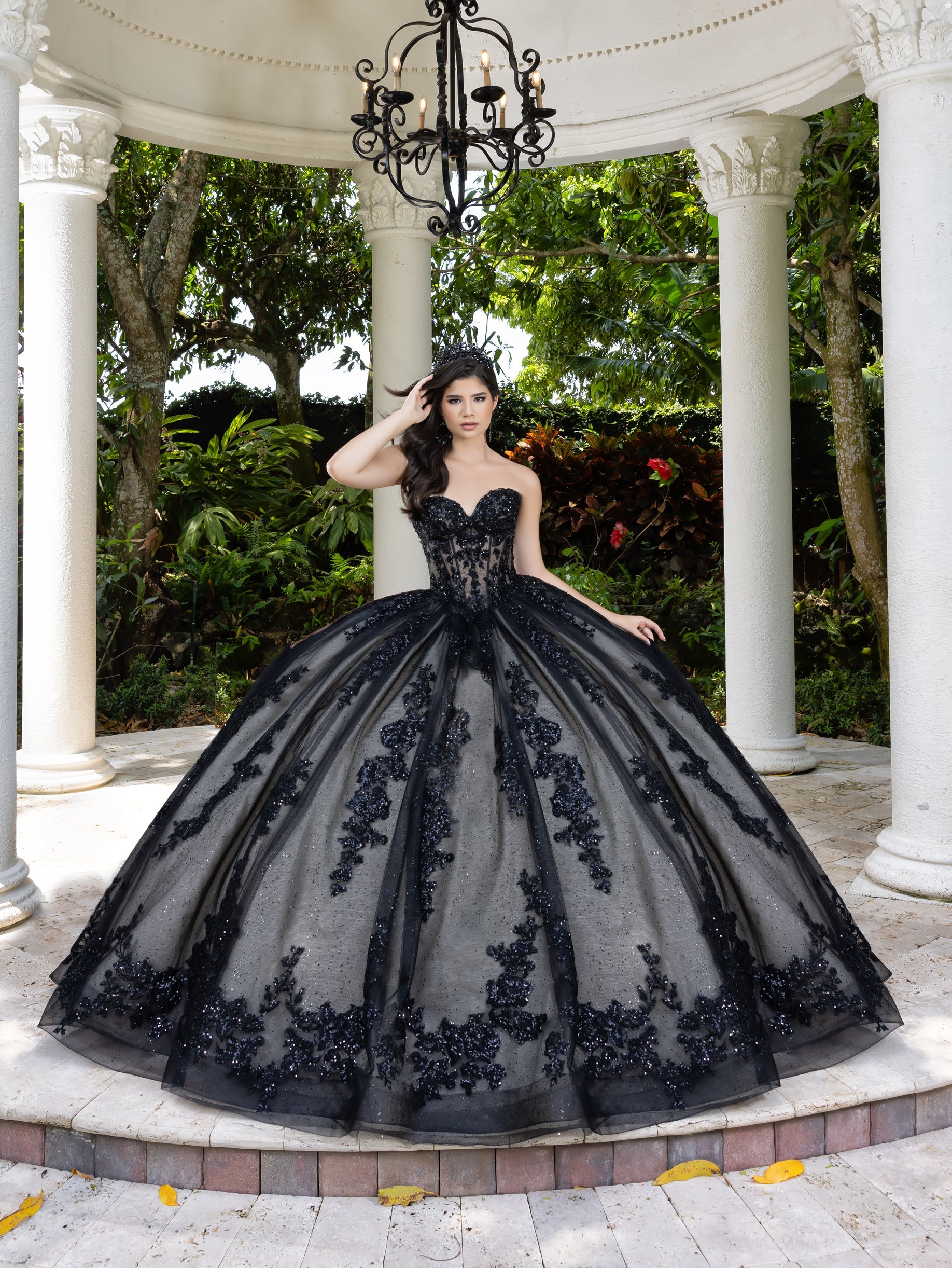 House of Wu Fiesta Gowns Lace Tulle Strapless Ball Gown by LizLuo Fiesta 56530