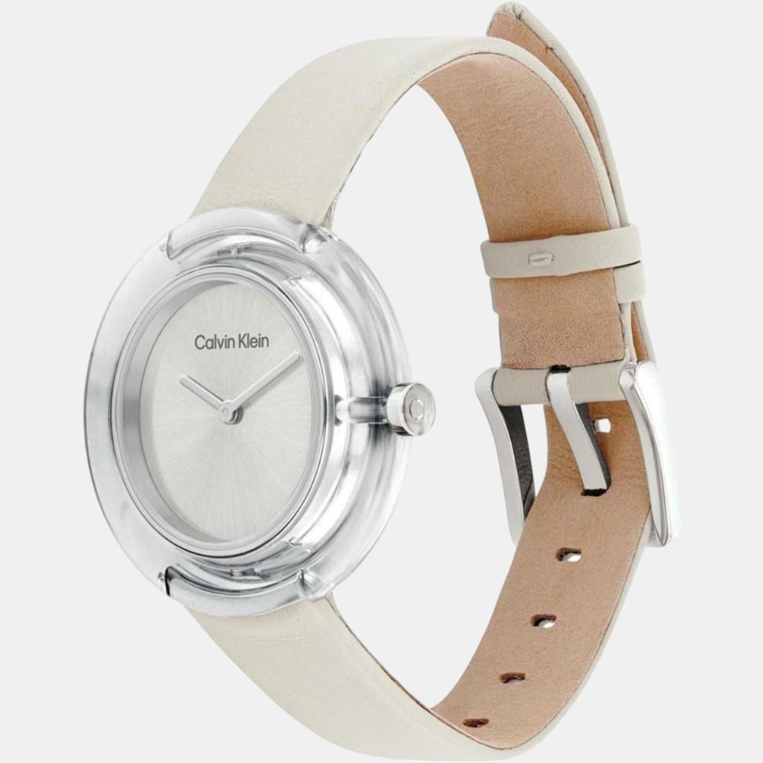Calvin Klein Circular Women Quartz White Dial Analog Leather Watch 25200019 - view 2