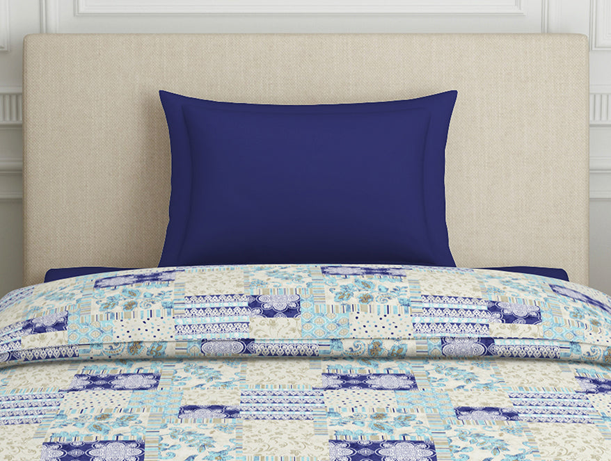 Spaces India Geometric Blue Polycotton Quilt Single Harmony - By Welspun - view 4