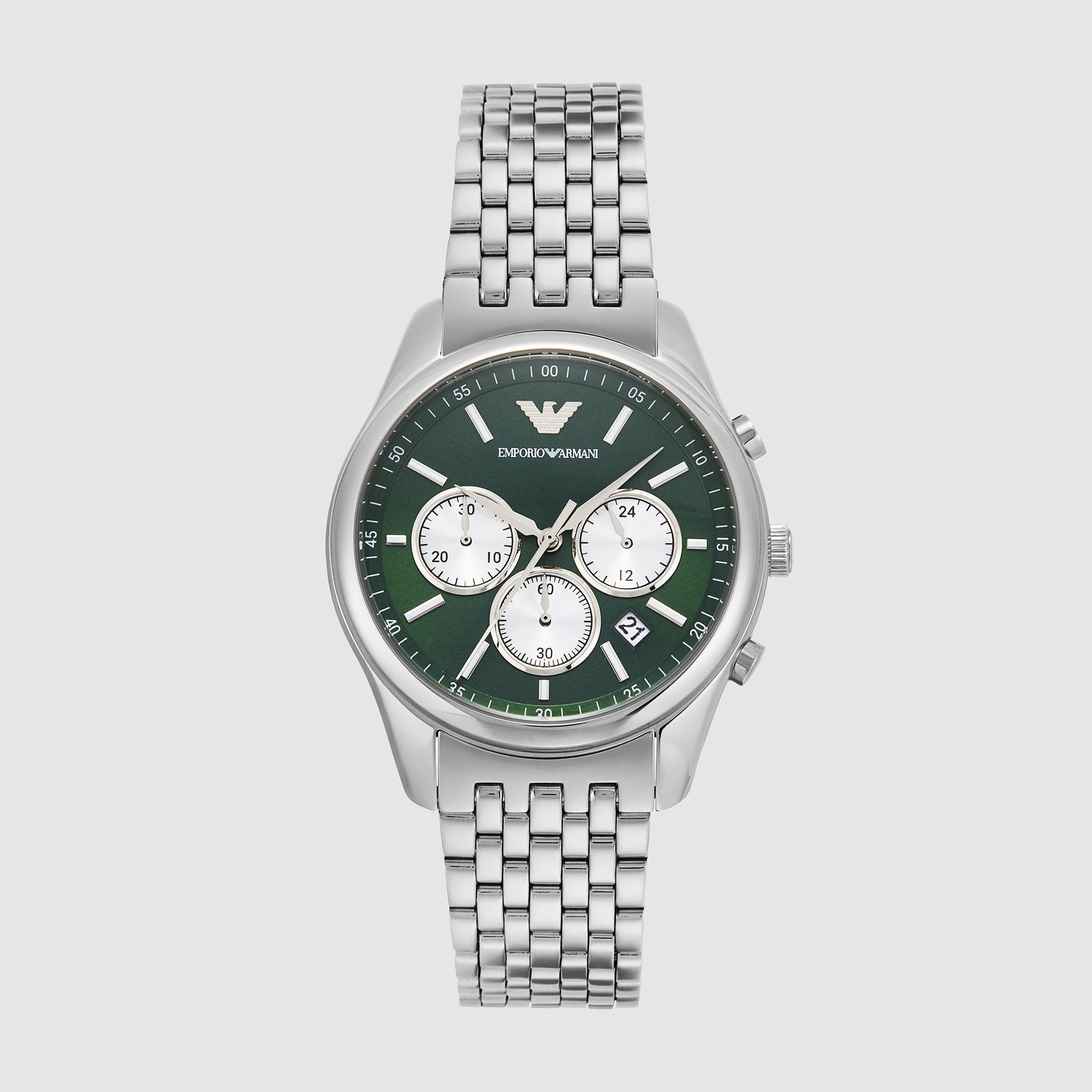 Emporio Armani Antonio Men Quartz Green Dial Chronograph Stainless Steel Watch AR11581