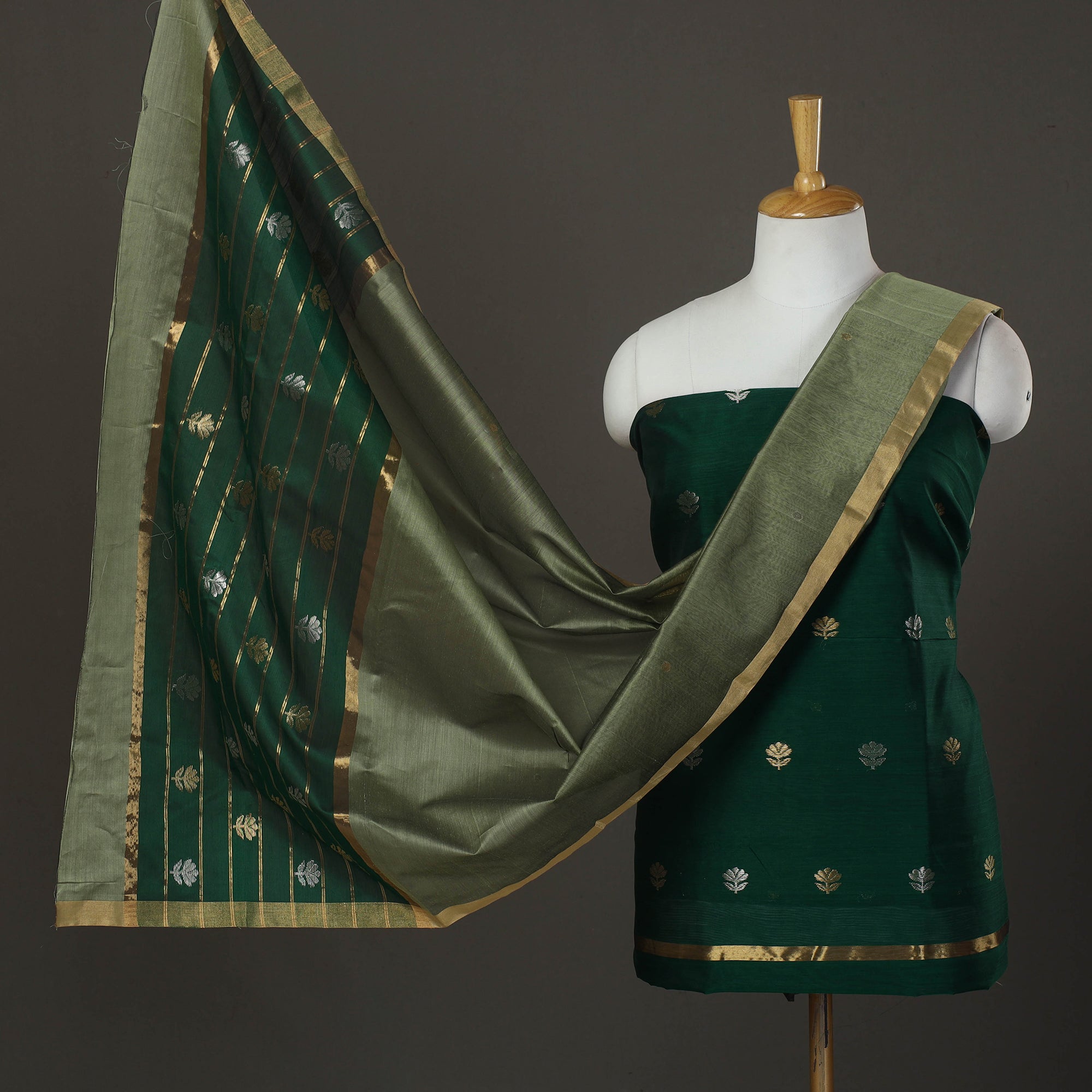 CHANDERI BY RAUPH KHAN 2pc Zari Buti Handloom Chanderi Silk Dress Material 14