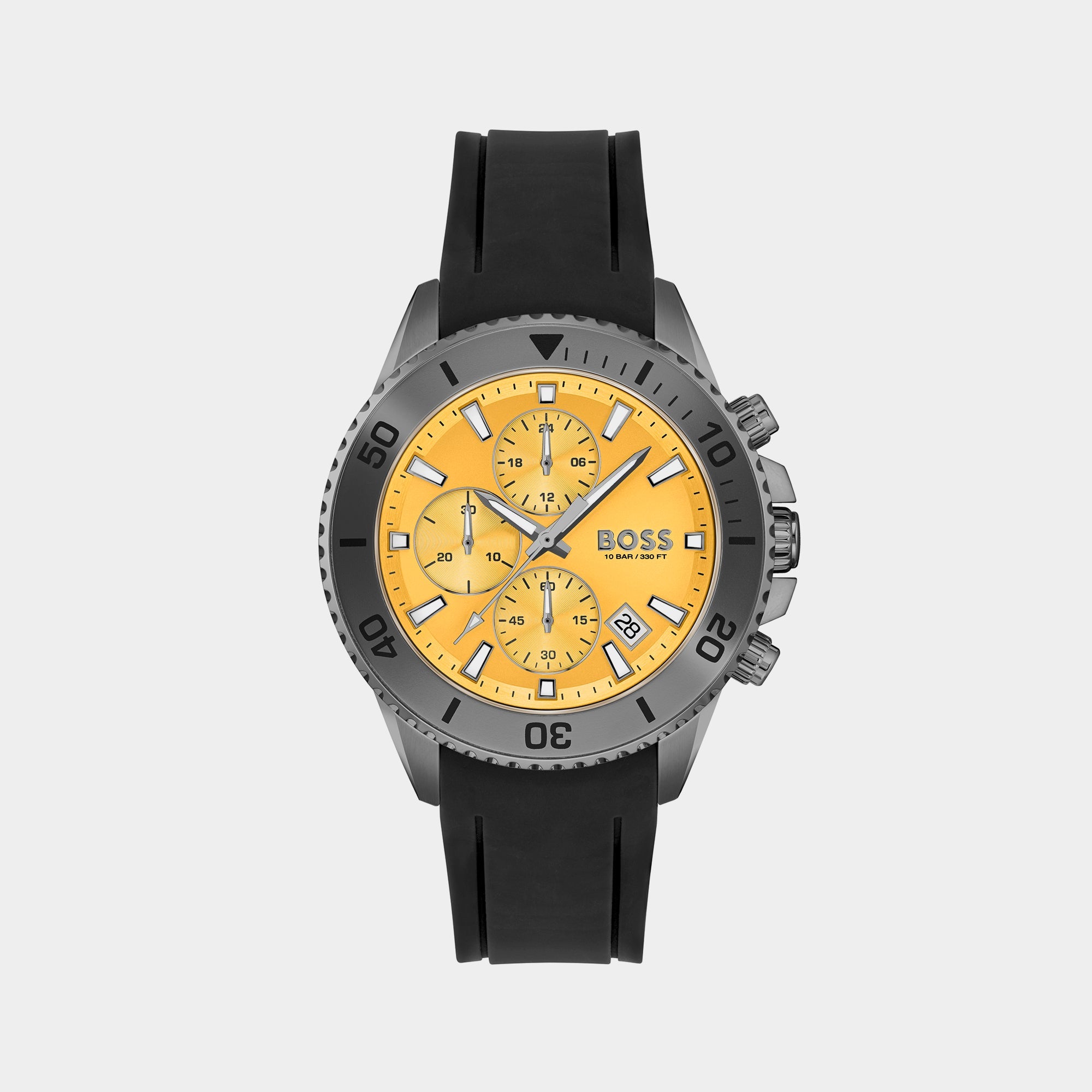 Boss Admiral Men Quartz Yellow Dial Chronograph Silicone Watch 1513968