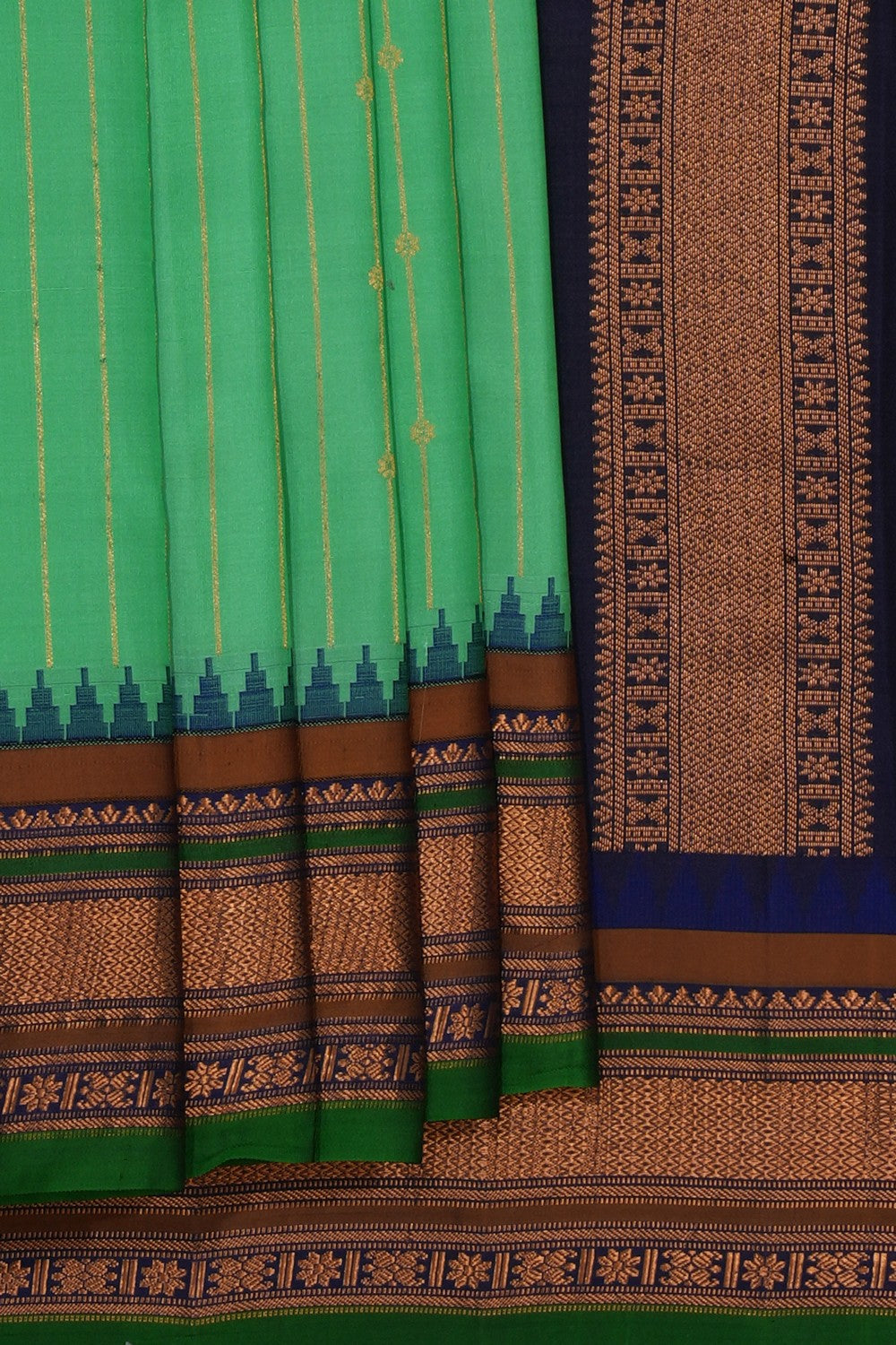Kalanjali Gadwal Silk Sea Green Saree – Women's