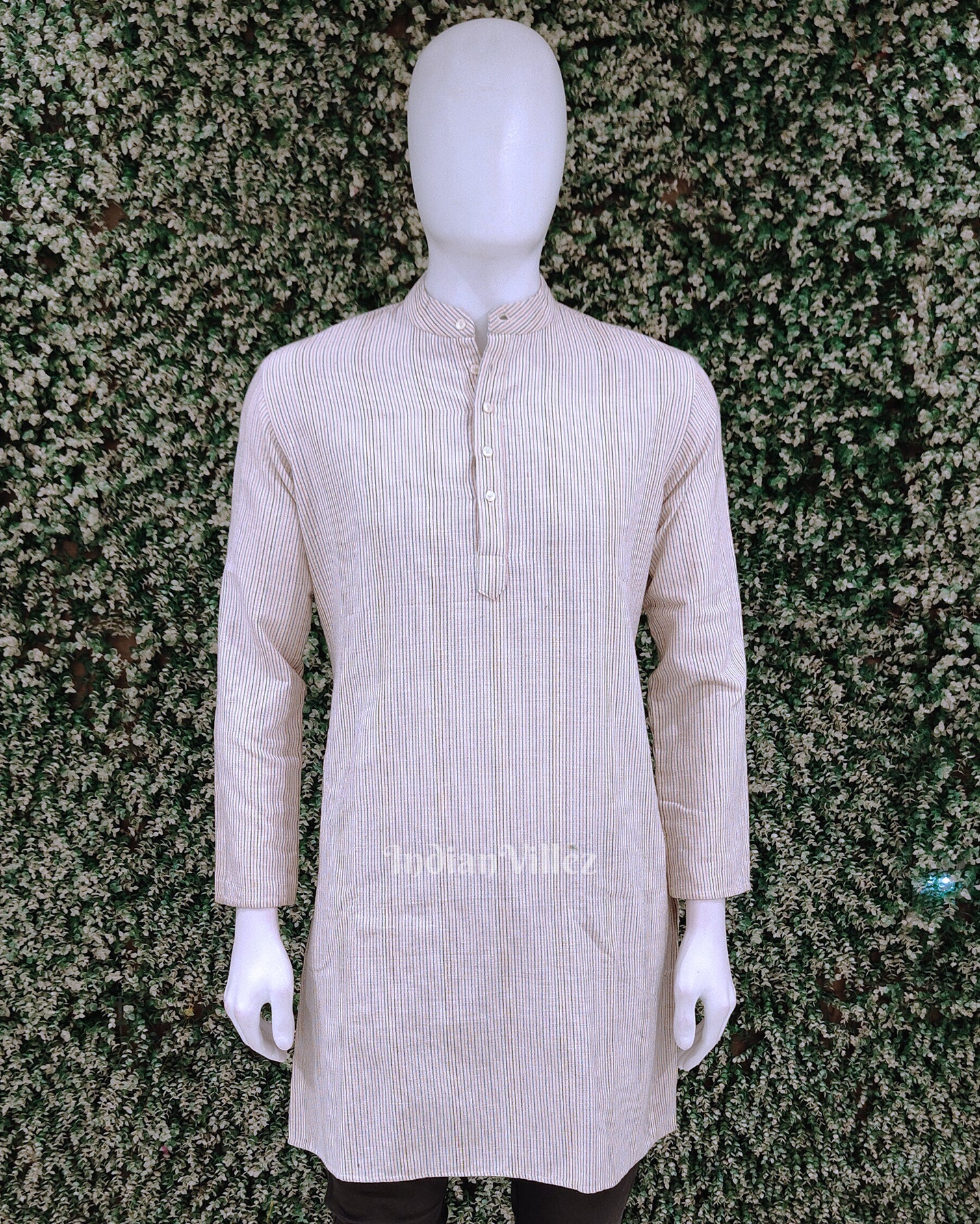 IndianVillèz White Kotpad Ikat Cotton Kurta for Men