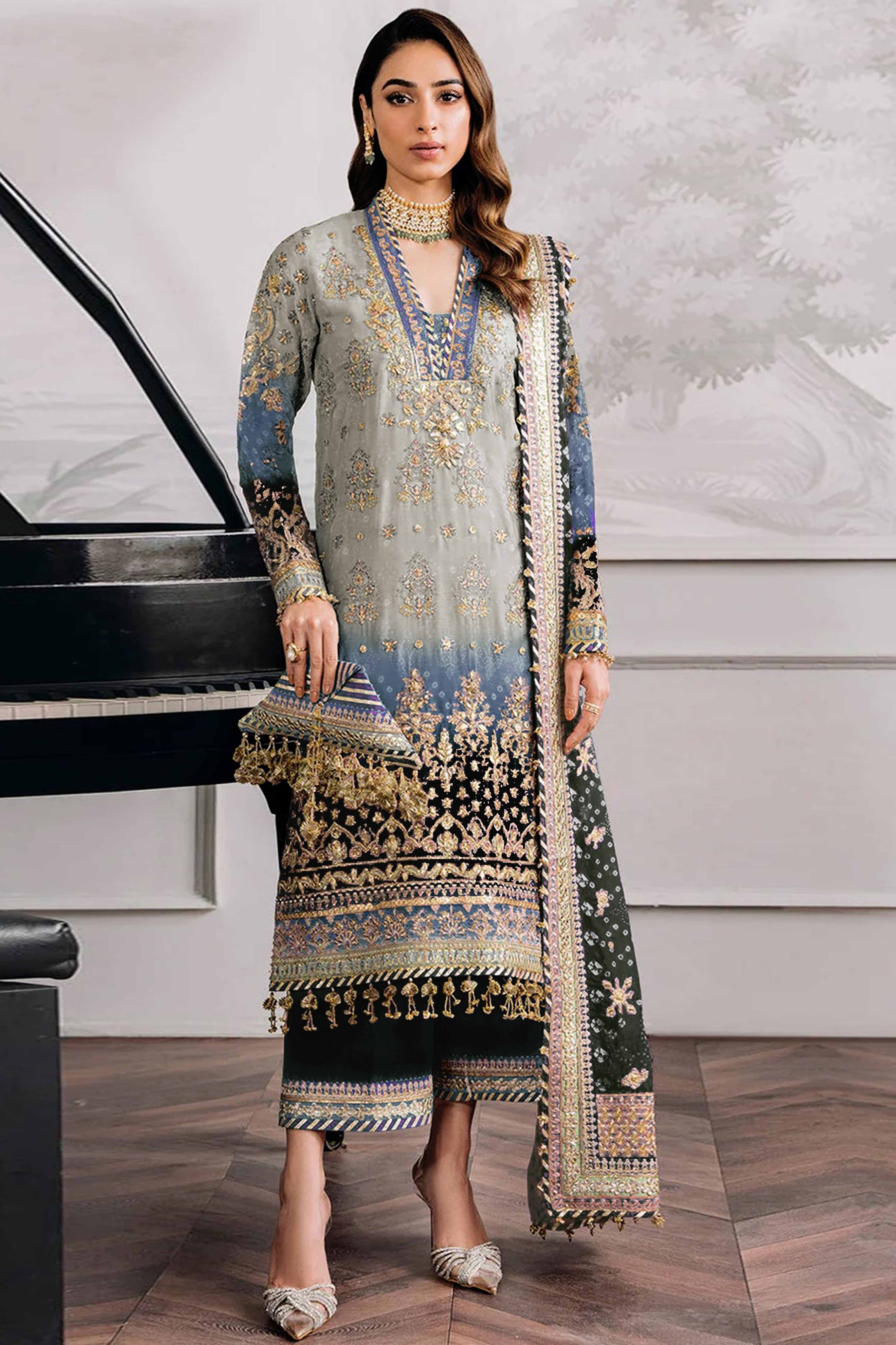 Grey suits – BlackTree grey-digital-print-with-sequins-embroidery-georgette-semi-stitched-pakistani-suit