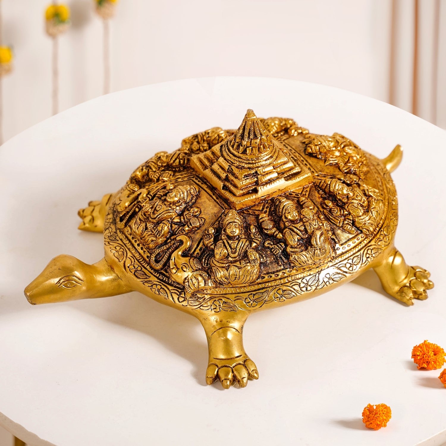 Nestasia Tortoise With Shree Yantra Brass Statue