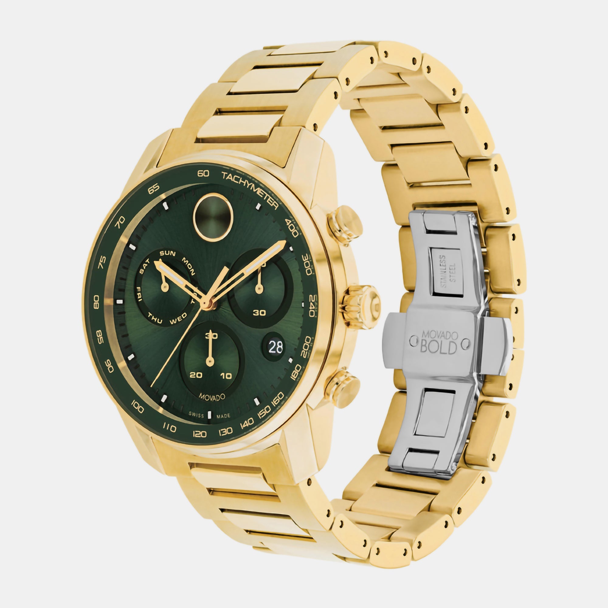 Movado Bold Men Quartz Green Dial Chronograph Stainless Steel Watch 3600948 - view 2