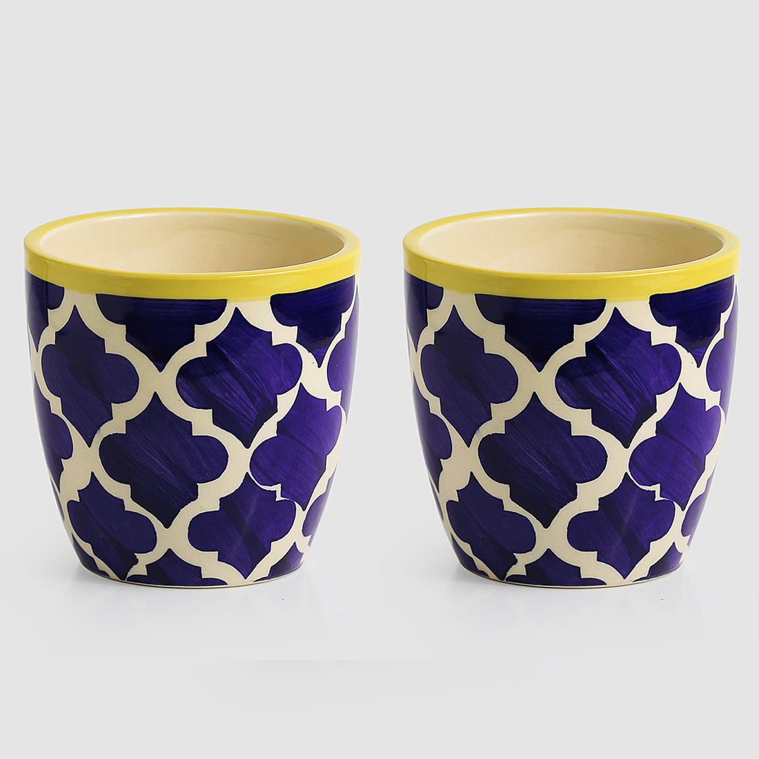EXCLUSIVELANE 'The Two Morocco Pod' Handpainted Ceramic Planters (Set of 2) - view 2