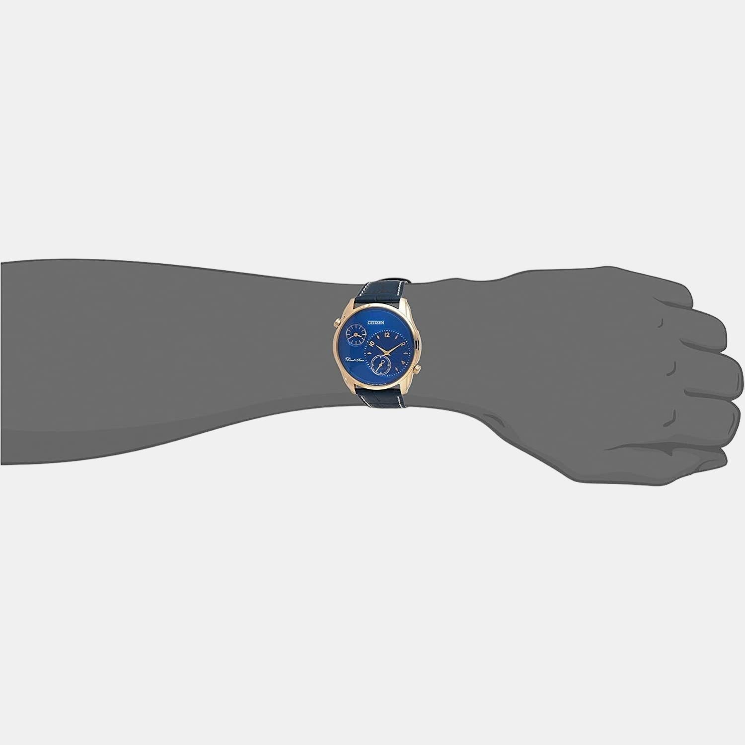 Citizen Dual Time Men Quartz Blue Dial Chronograph Leather Watch AO3033-00L - view 4