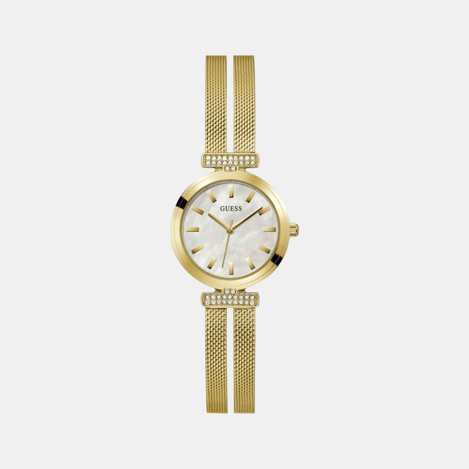 Guess Array Women Quartz Mother Of Pearl Dial Analog Stainless Steel Watch GW0471L2