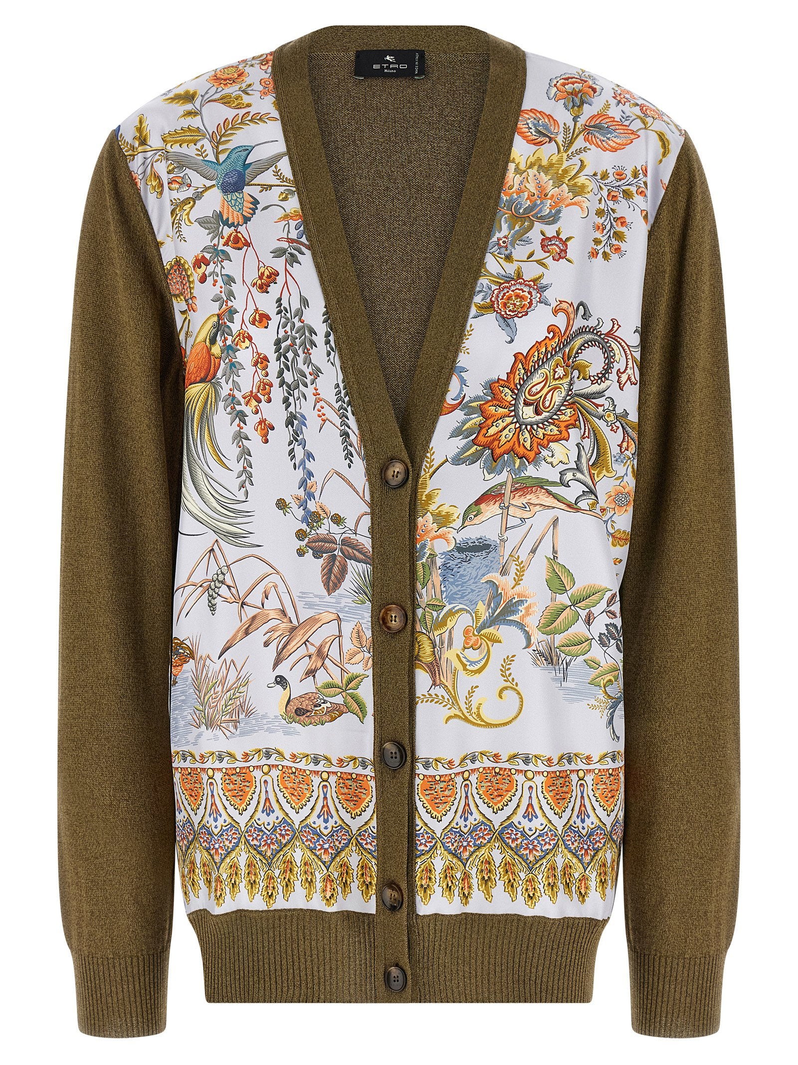 Etro Paisley Silk Insert Cardigan – 60% cotton 40% viscose