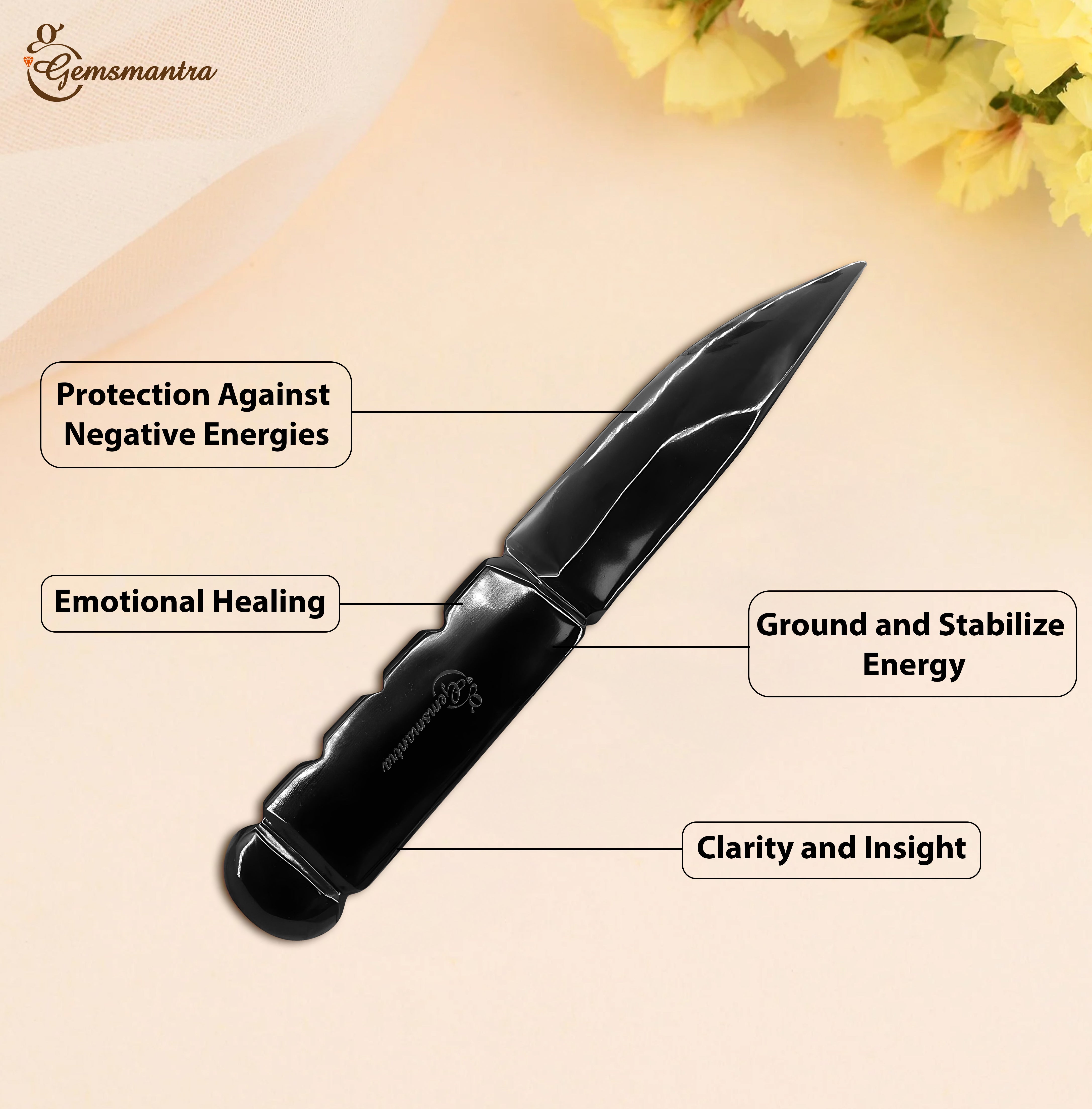 Gemsmantra The Black Obsedian Predator Knife - view 2