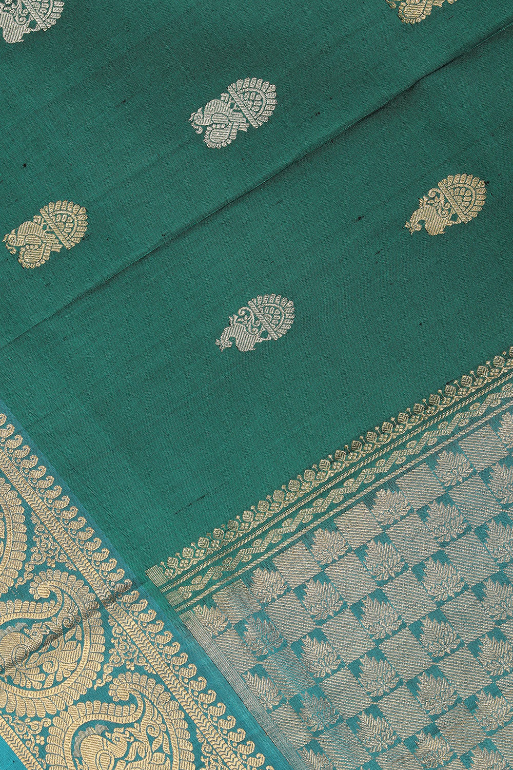 Kalanjali Gadwal Teal-Green Dupatta - view 2