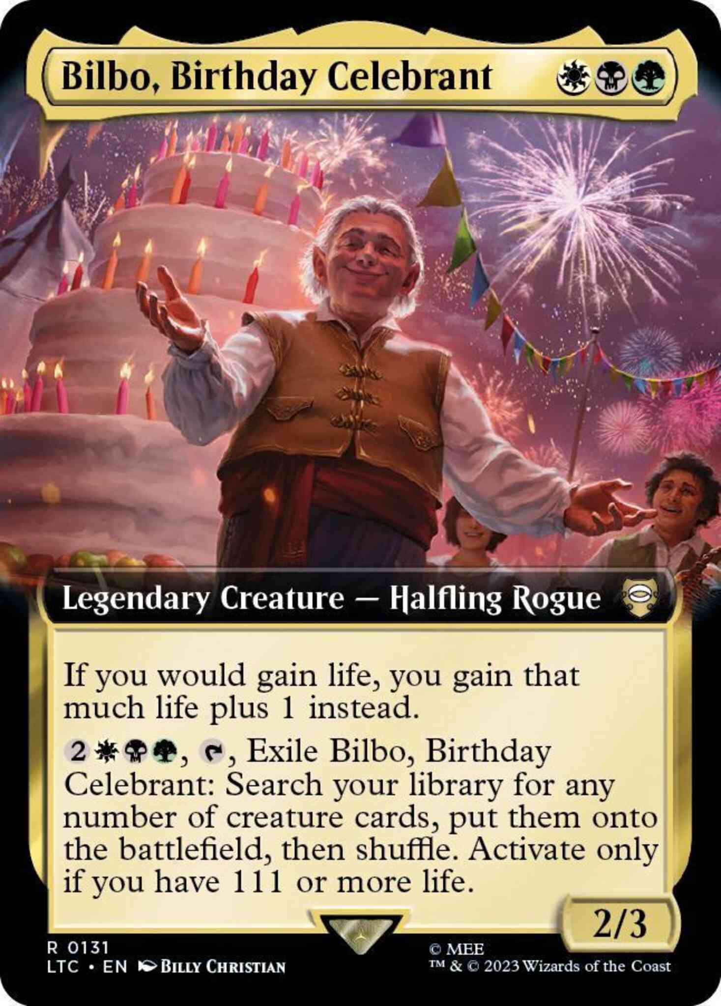 Bilbo birthday celebrant – Magic Bilbo, Birthday Celebrant [131] [Extended Art] [The Lord of the Rings: Tales of Middle-earth: Commander] [Non-Foil]