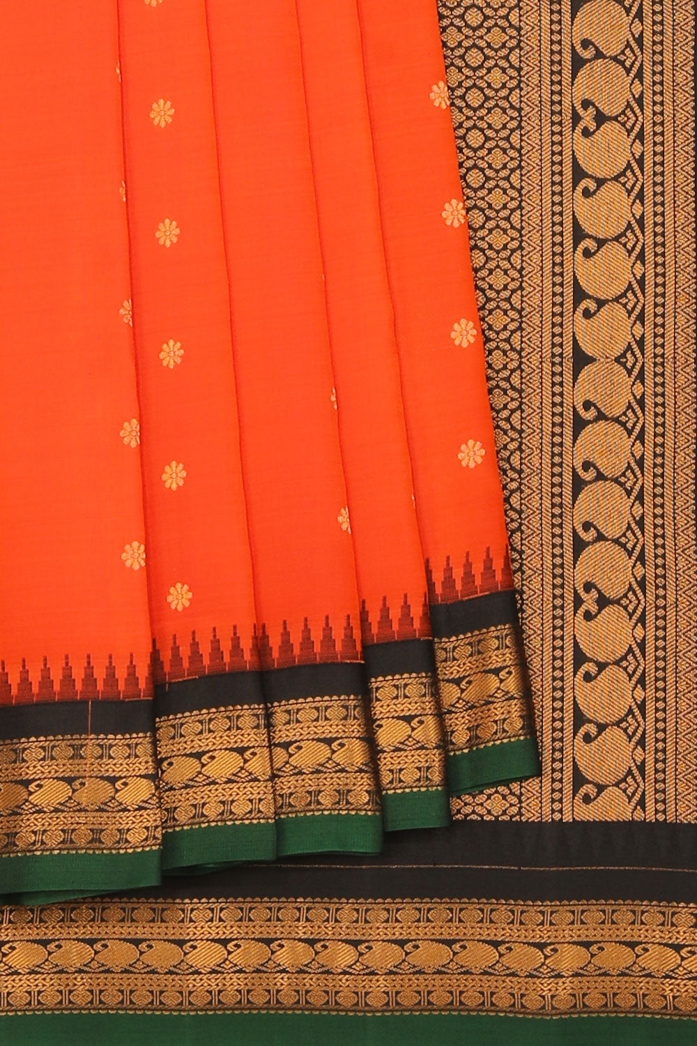 Kalanjali Gadwal Orange Saree – Women's