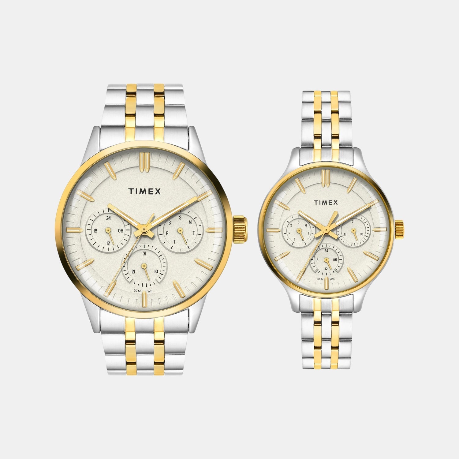 Timex Fashion Couple Quartz Grey Dial Multi-Function Stainless Steel Watch TW00PR317