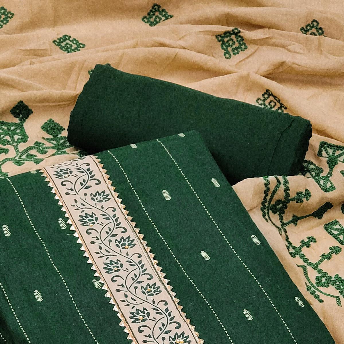 BlackTree green-casual-wear-printed-cotton-dress-material-135497 - view 3