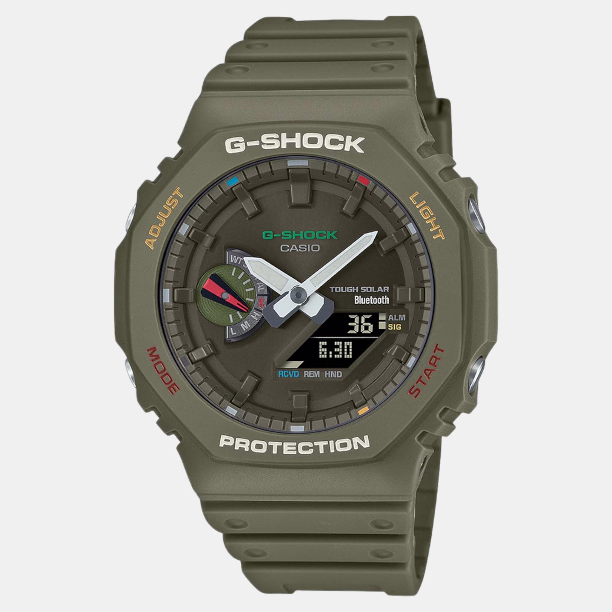 Casio G-Shock Men Quartz Green Dial Analog-Digital Resin Watch G1477