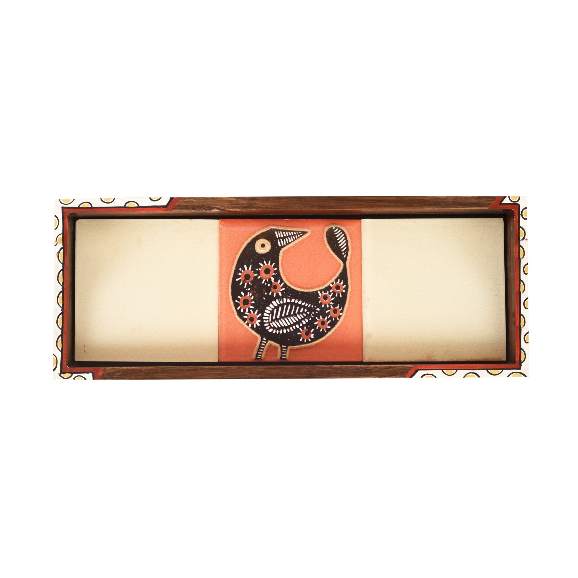 ART CREATIONS BY SUMAN SONTHALIA Beige - Mango Wood Handcrafted Cuckoo Rectangular Tray (12.5 x 5 in) - view 3