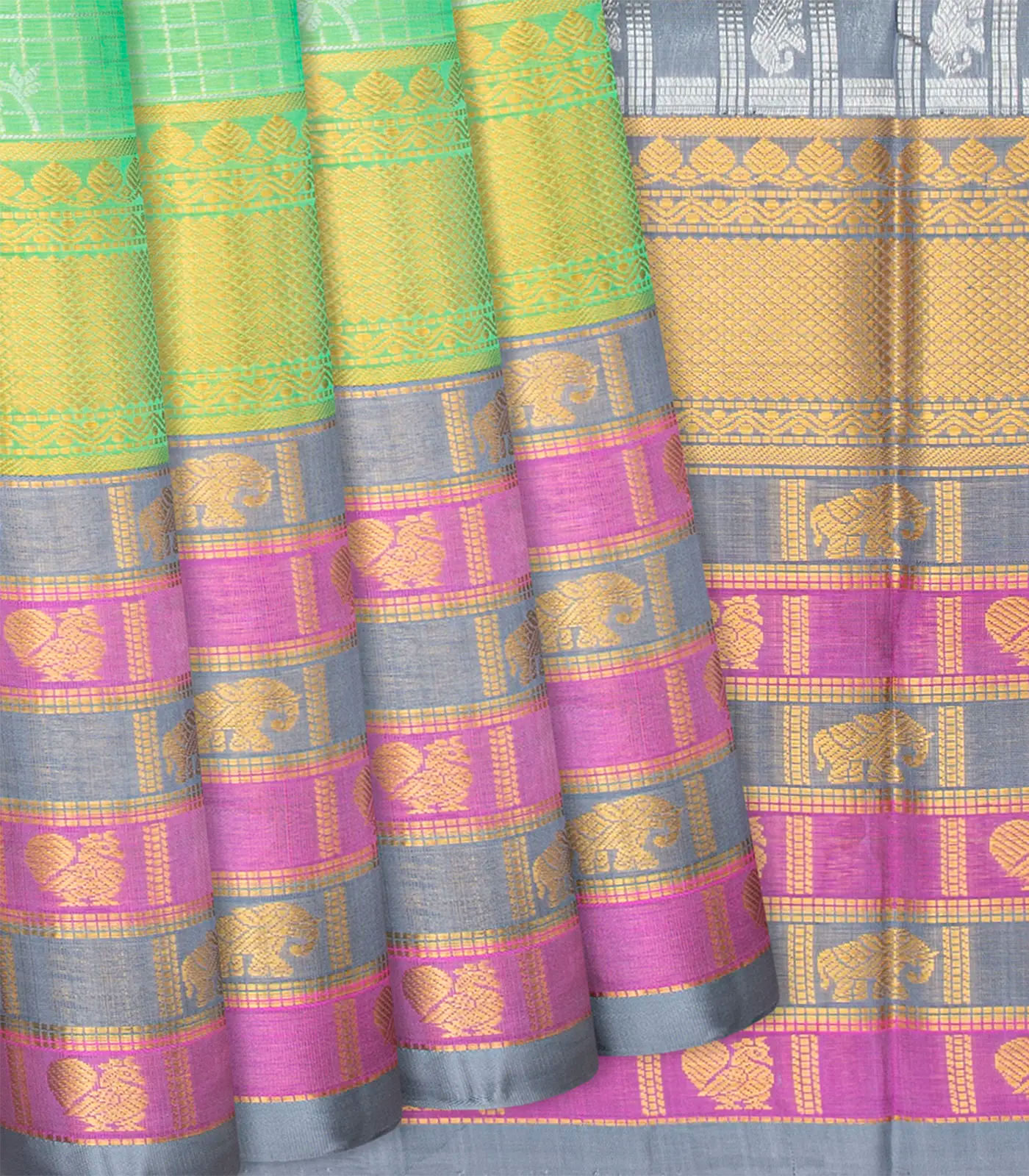 RmKV Aquamarine Handloom Chirala Soft Silk Saree With Checks-Aquamarine