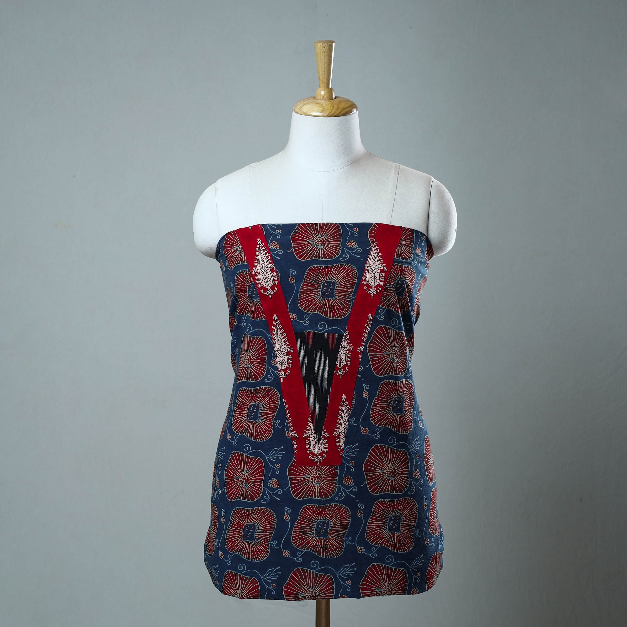 NOORI BAZAR Blue - Block Printed Cotton Ajrakh Kurta Material (2.7 meter) 15