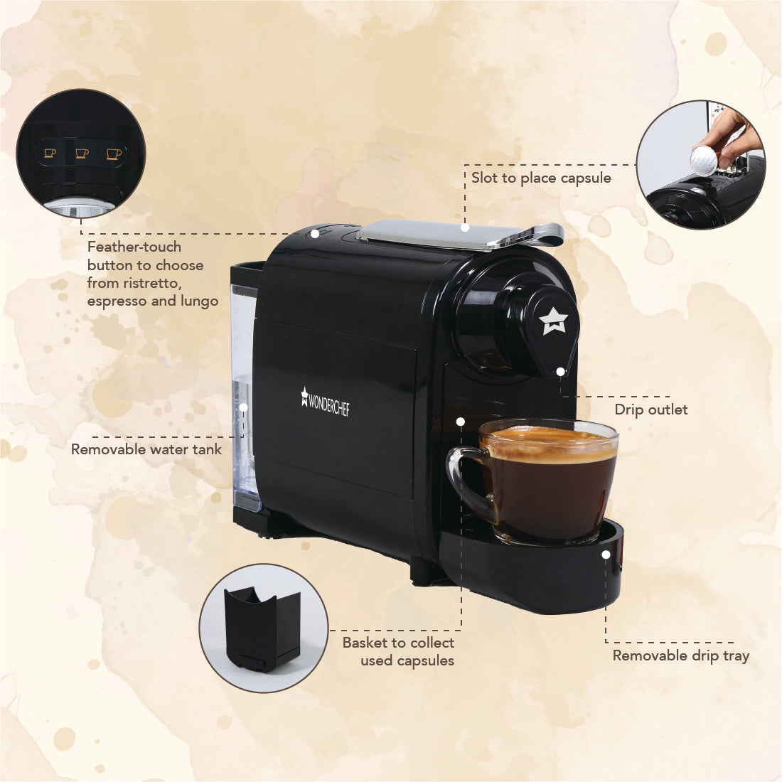 Wonderchef Renewed Regalia Capsule Coffee Machine with Frother - view 7