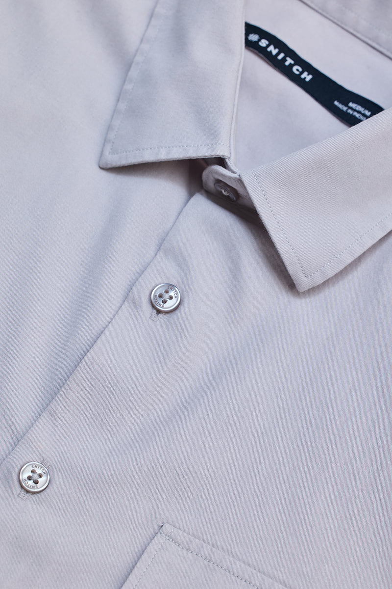 SNITCH Light Grey Solid Double Pocket Overshirt - view 2