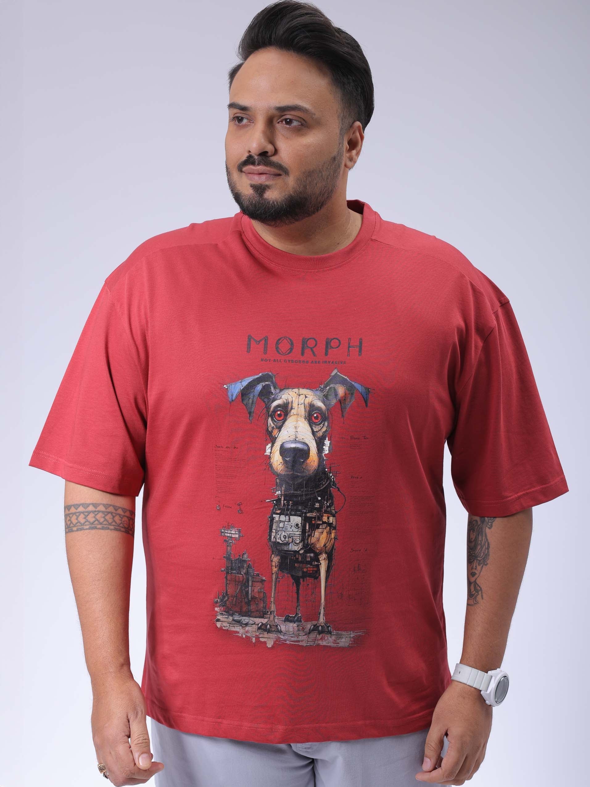 HARDSODA Men's Plus Size Red Relaxed Fit Printed T-Shirt - view 5