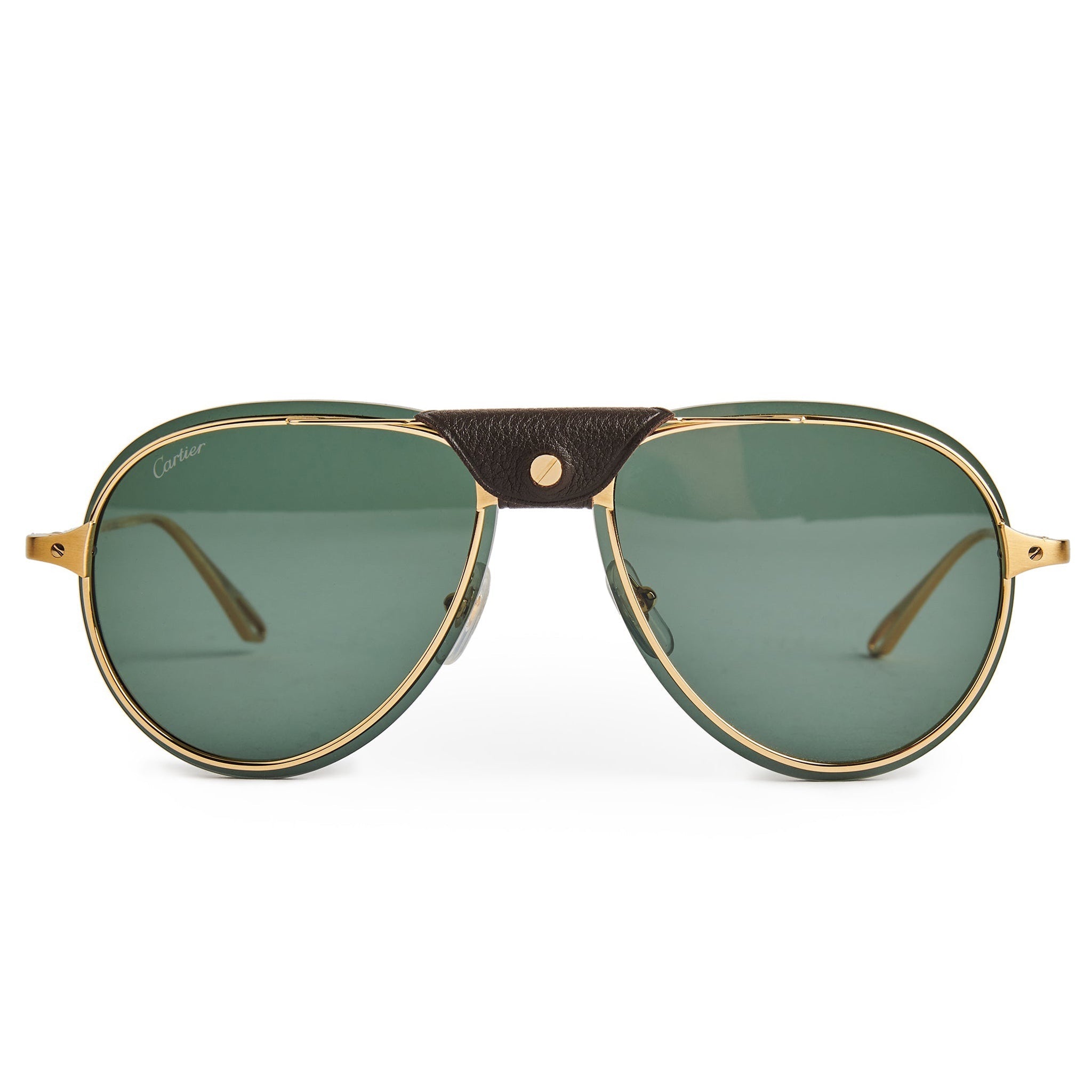 Cartier Eyewear CT0242S-004 Pilot Frame Brown Gold Sunglasses
