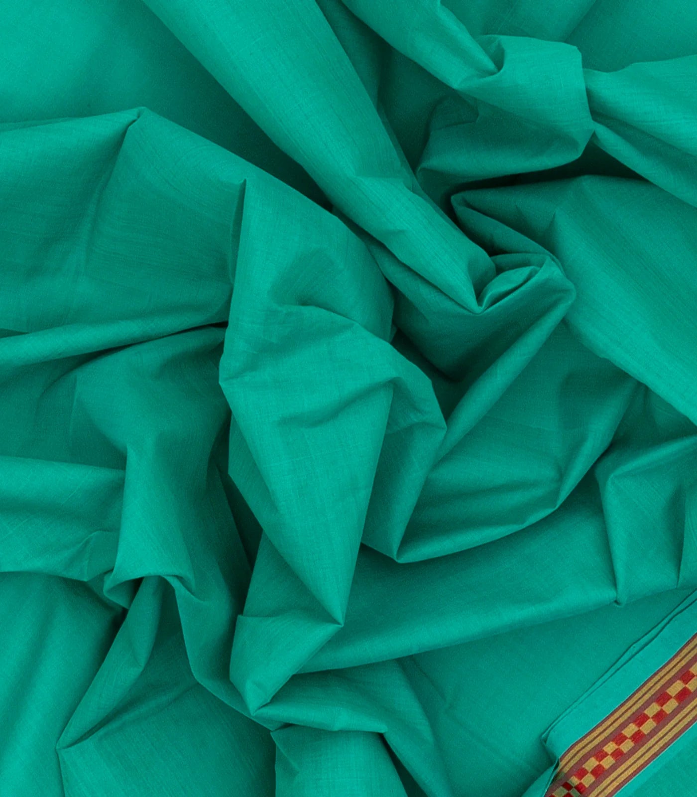 RmKV Turquoise Handloom Venkatagiri Cotton Saree With Checked Border - view 3