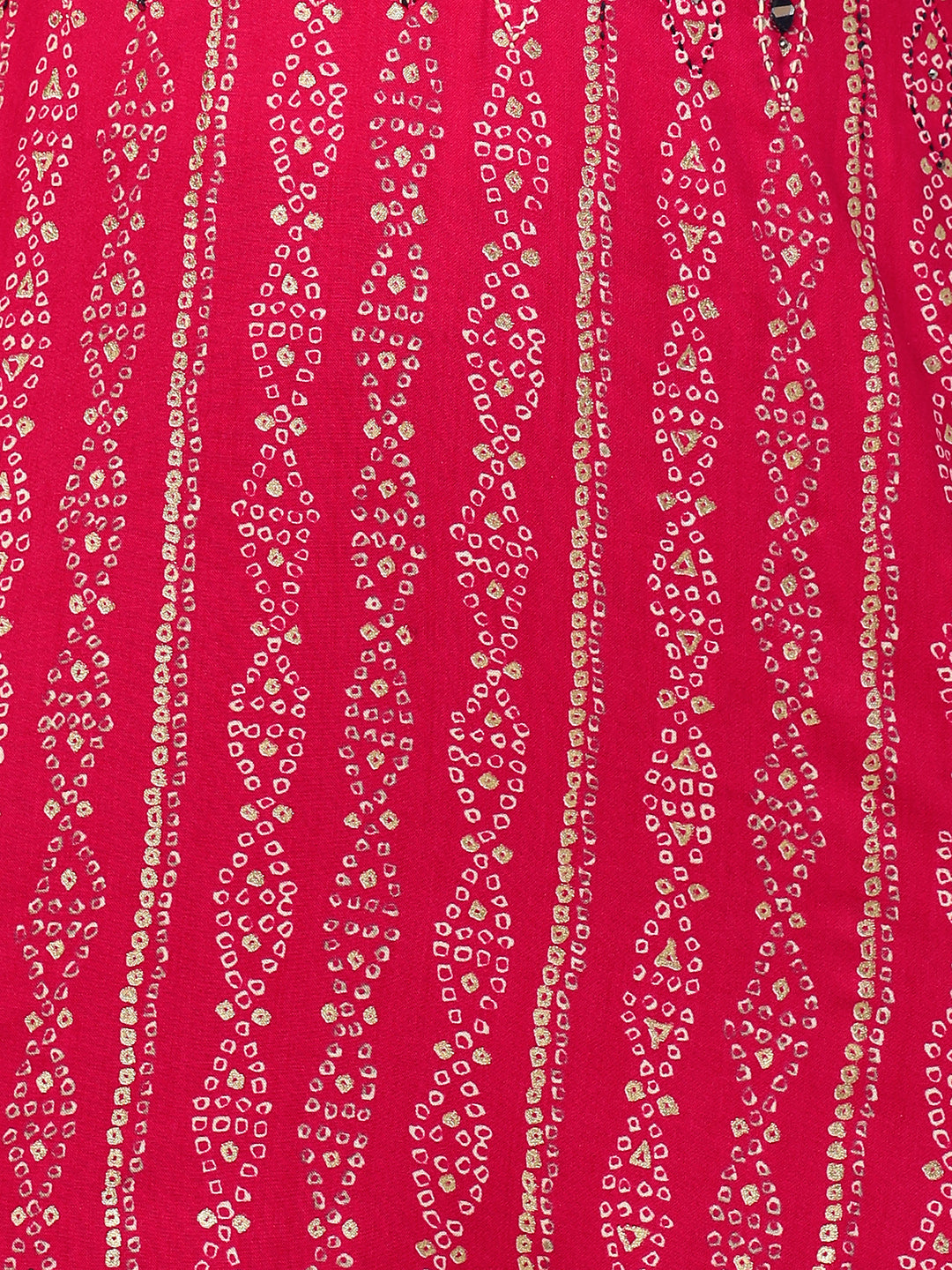 Fashor Bandhej Printed & Embroidered Kurta - Hot Pink - view 6