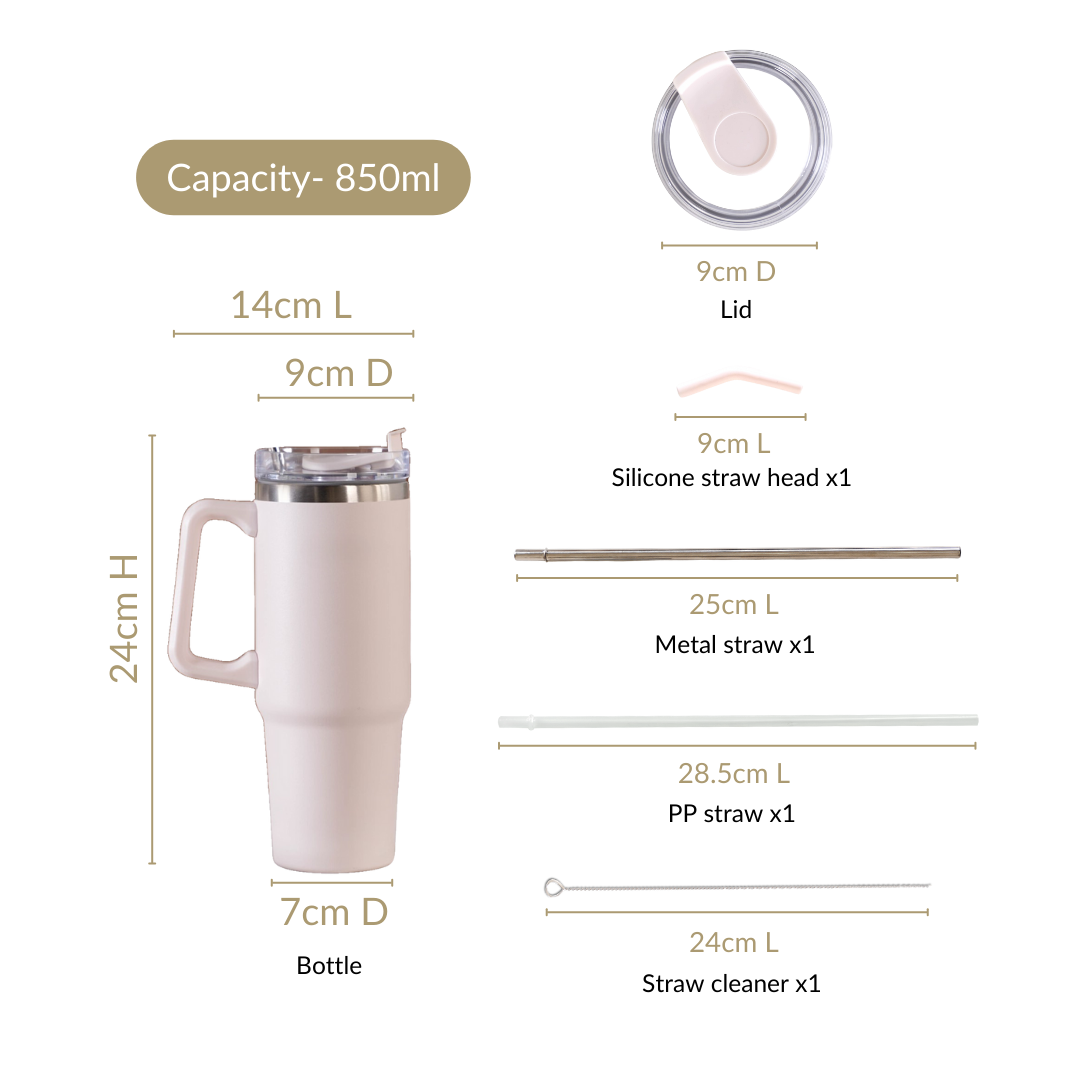 Nestasia Glacio Double Wall Insulated Trending Sipper Water Bottle Moonbeam White 850ml - view 4
