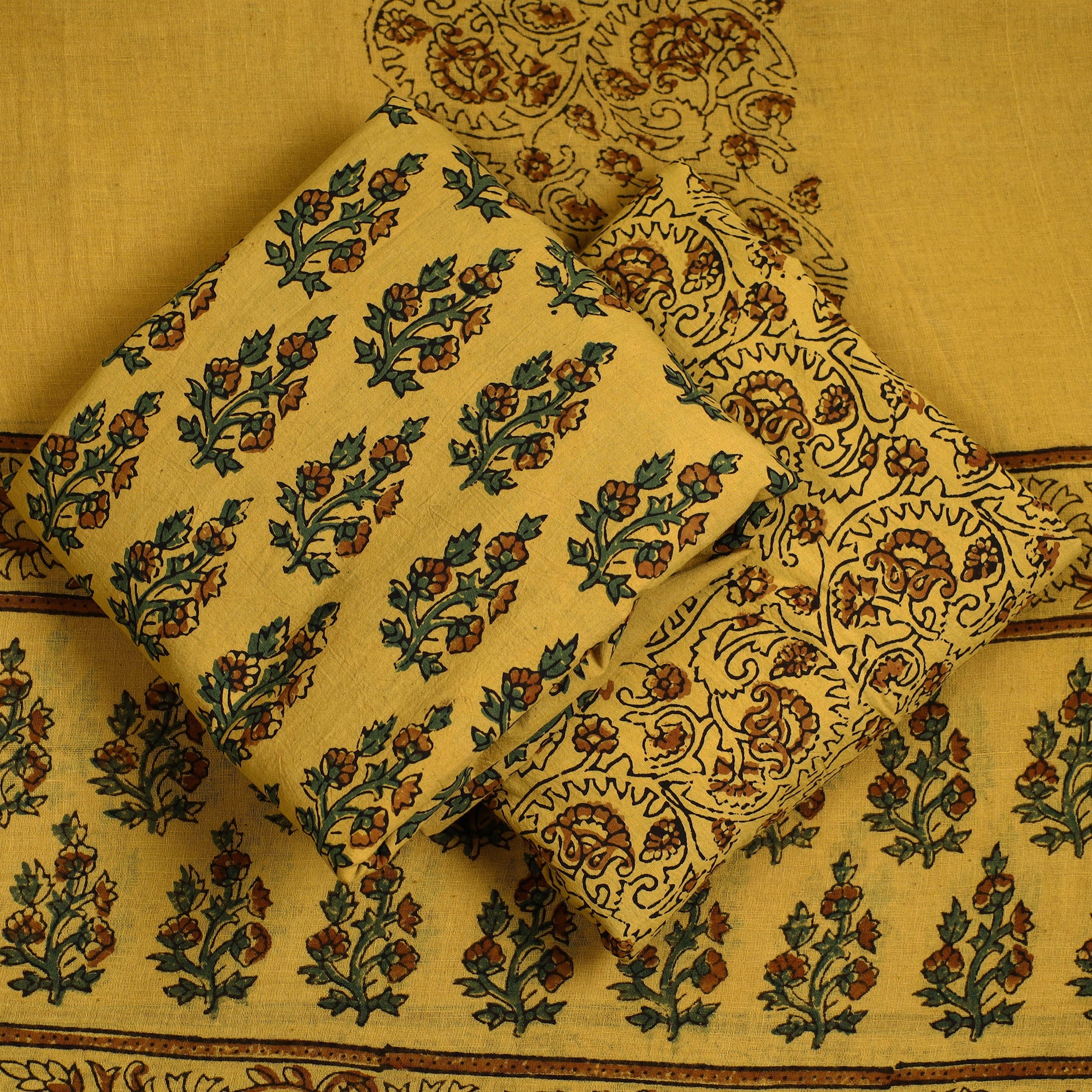 KACHCHH JI CHHAAP 3pc Ajrakh Block Printed Cotton Suit Material Set 09 - view 2