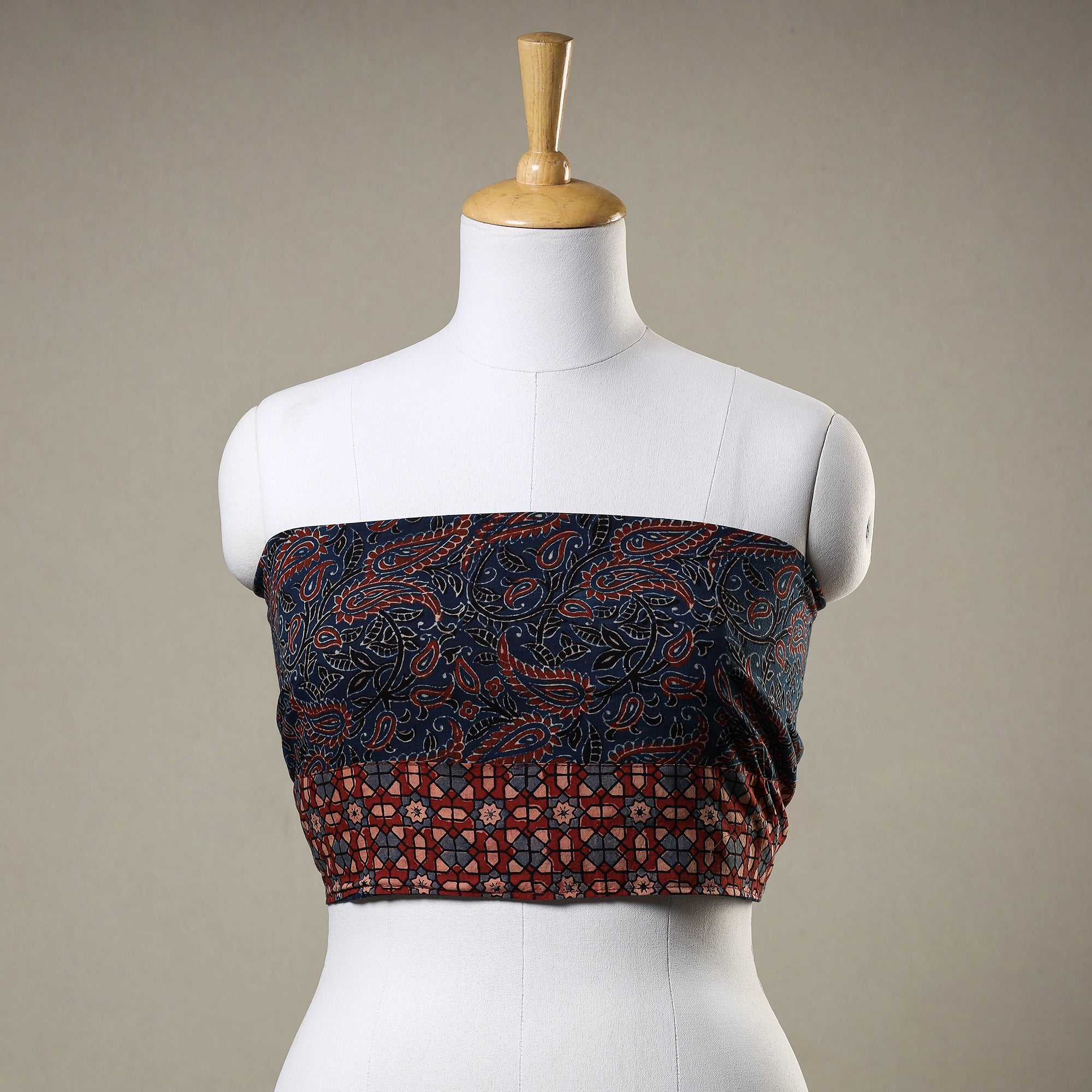 NOORI BAZAR Blue - Ajrakh Block Printed Cotton Blouse Piece