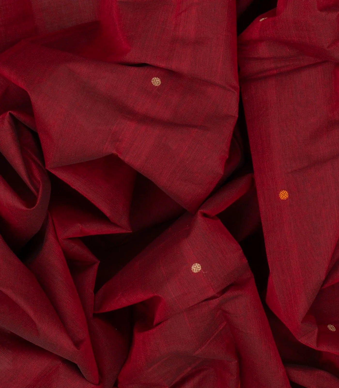 RmKV Crimson Handloom Kanchi Cotton Saree With Buttas-Crimson - view 3