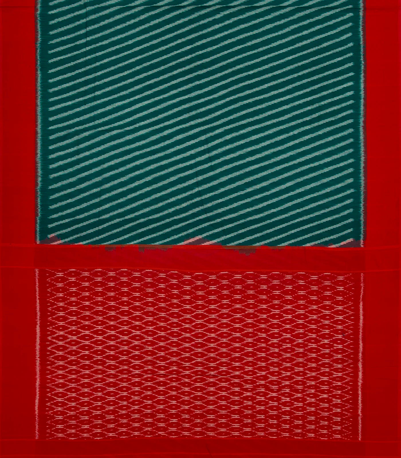 RmKV Sea Green Handloom Orissa Cotton Saree With Tie & Dye Stripes - view 2