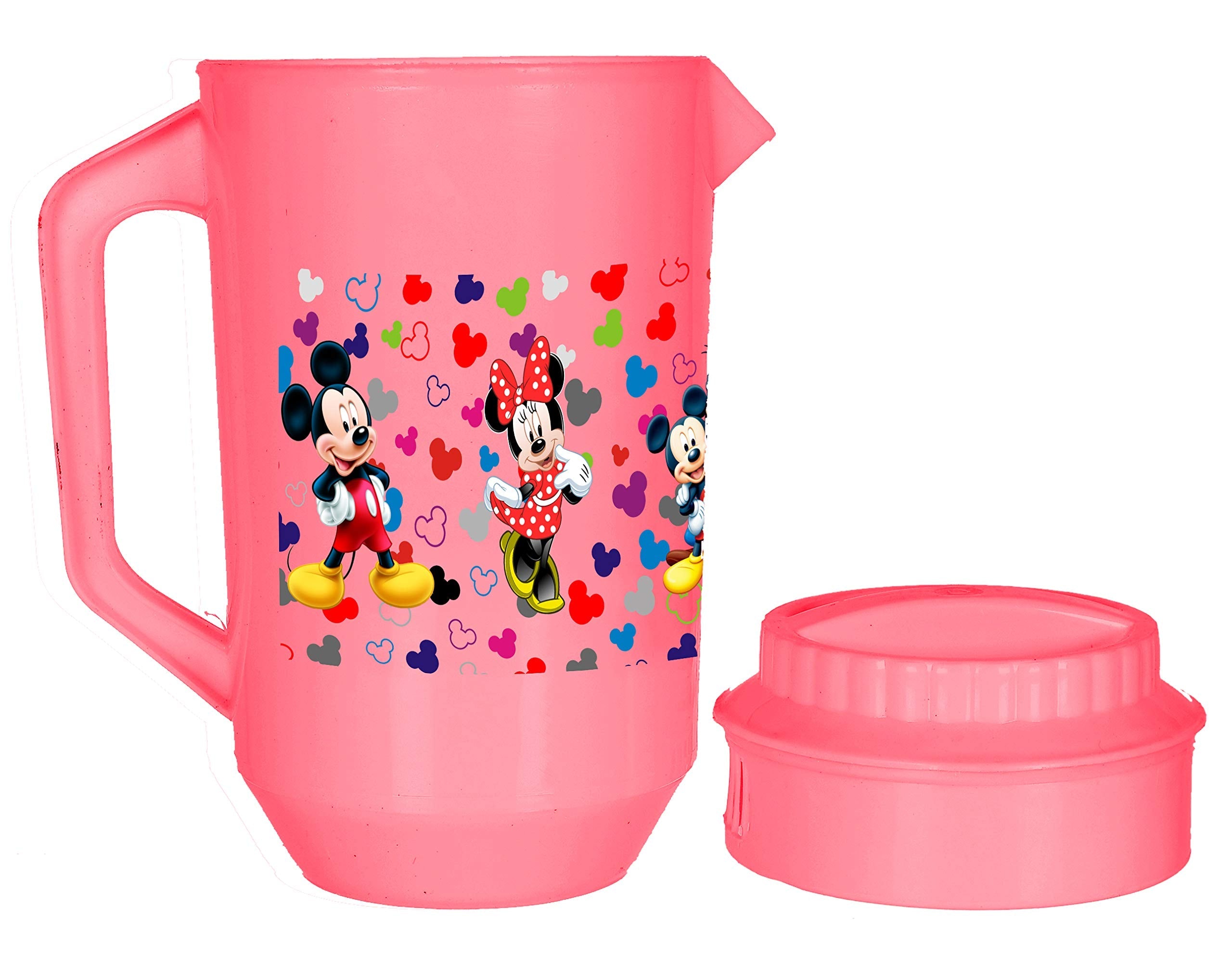 Heart Home Mickey & Friends Print Unbreakable Plastic Water Jug with Lid for Home, Kitchen, Office 2 Liter Pack of 3 (Pink) - view 5