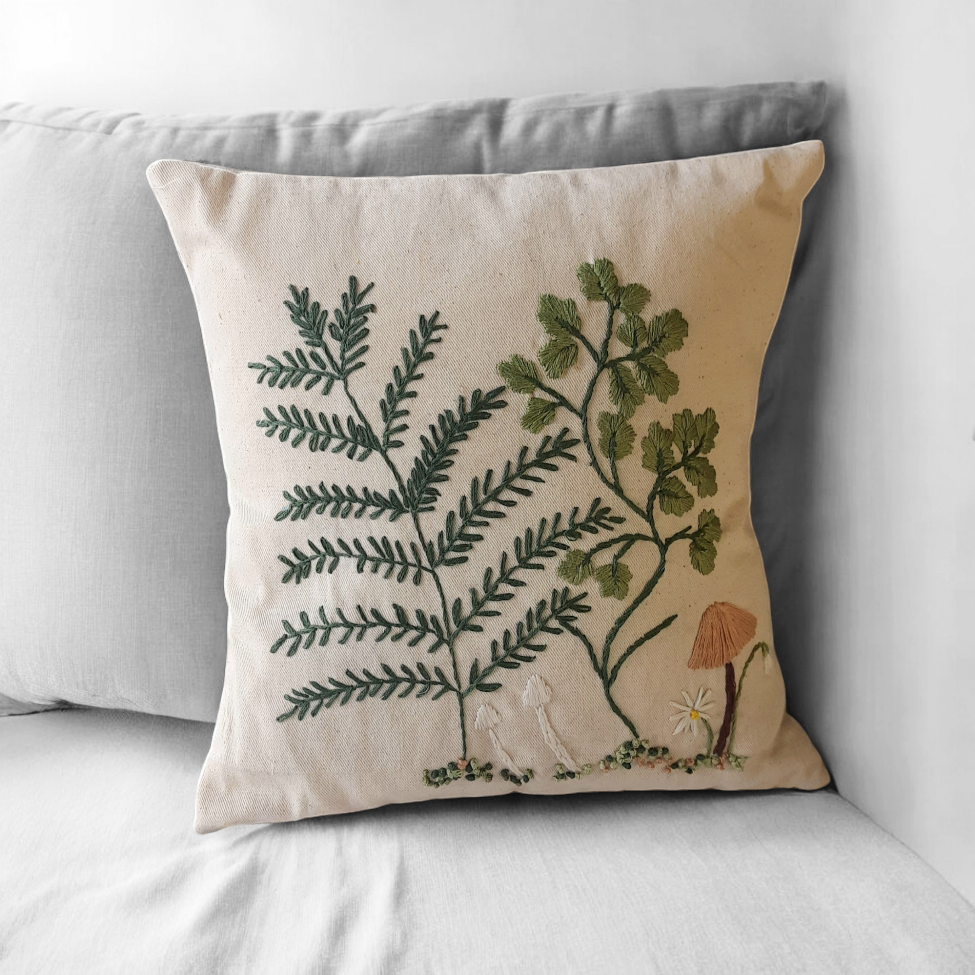 STUDIO VILASITA Embroidered Undergrowth White Cushion Cover (16x16) - view 2