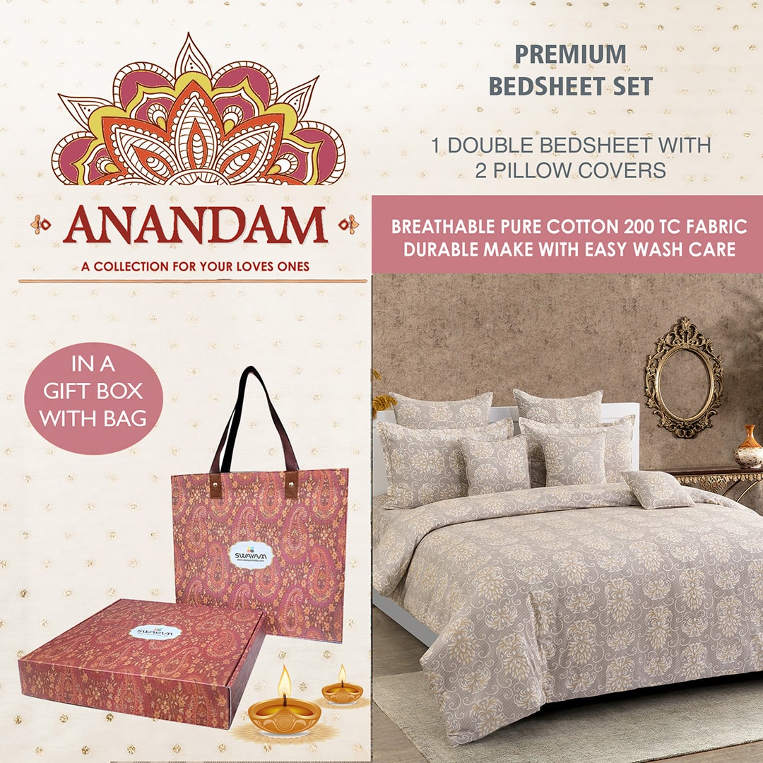 Swayam India Anandam Double Bedsheet with 2 Pillow Covers - 14163