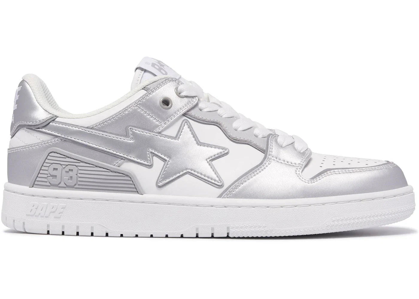 BAPE A Bathing Ape Sk8 Sta #4 White Silver