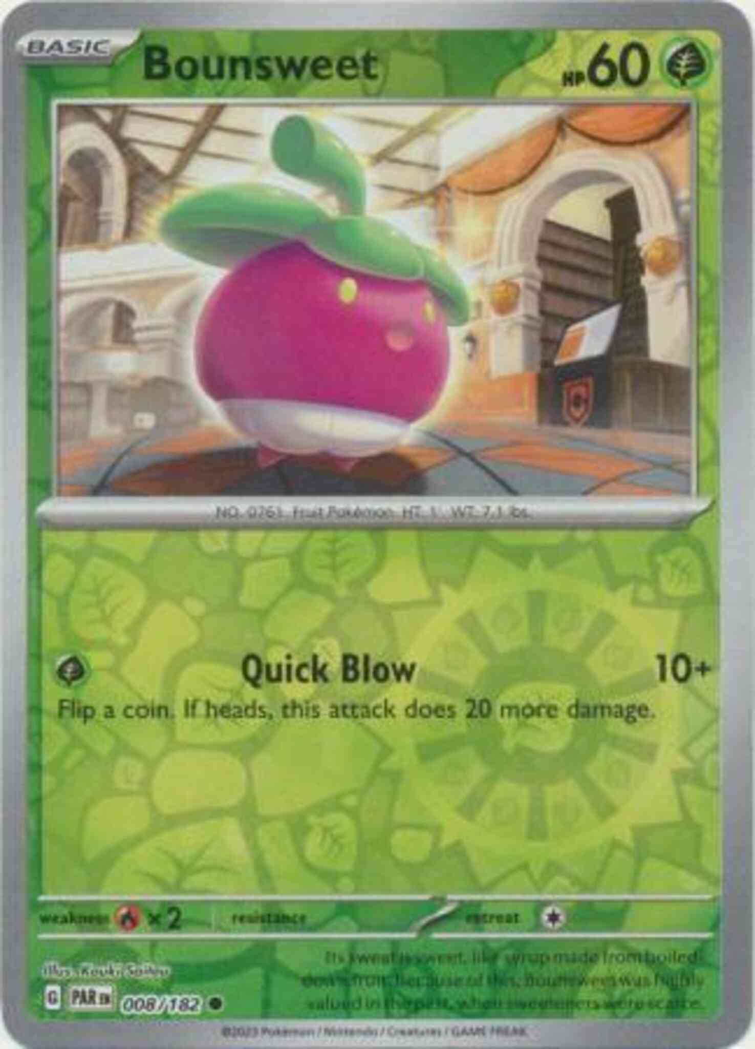 Common sv04-008 reverse – Pokémon Bounsweet - 008/182 - Common [sv04-008] [Reverse Holo]