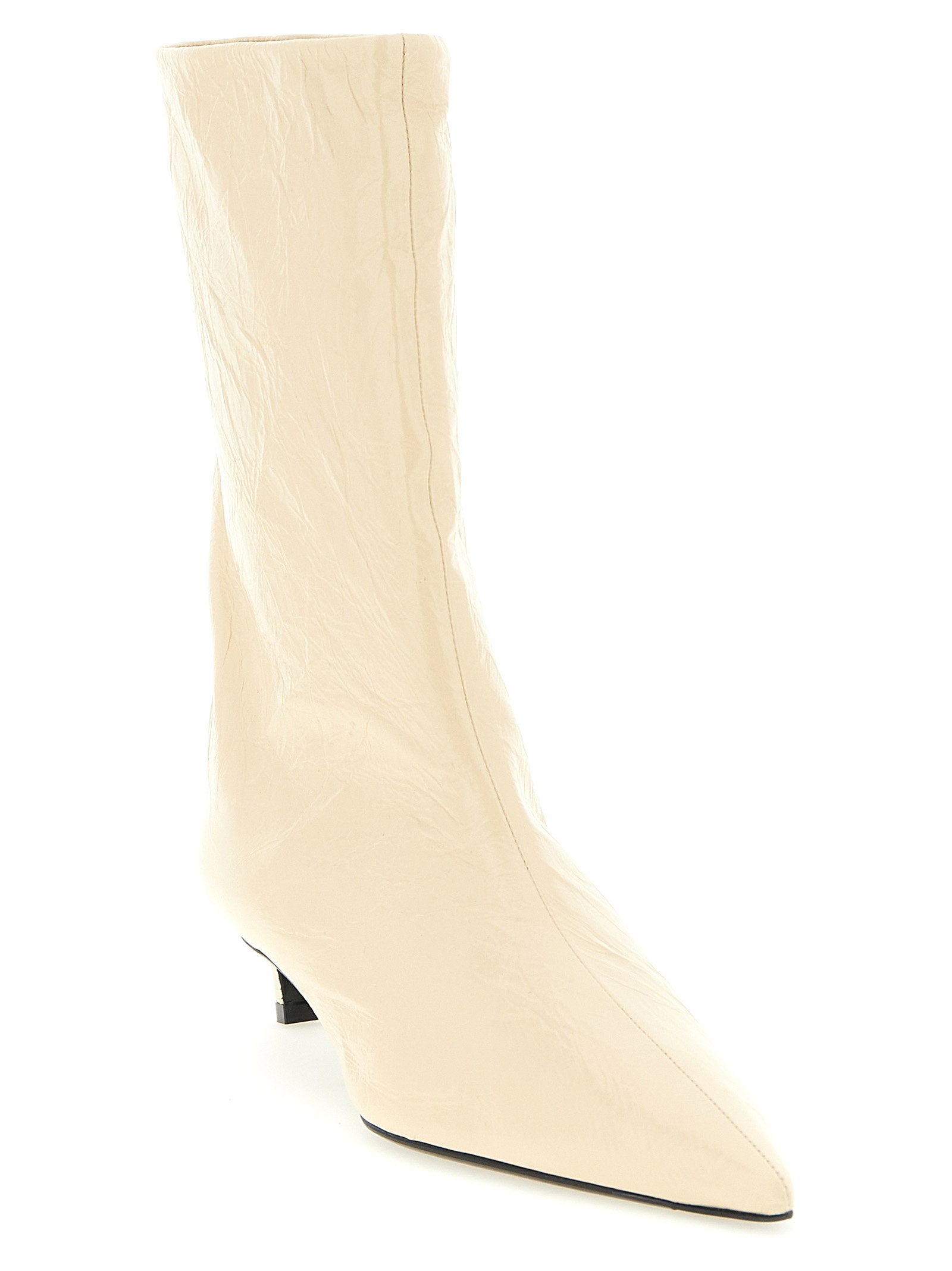 Jil Sander Craquelé Leather Ankle Boots - view 2
