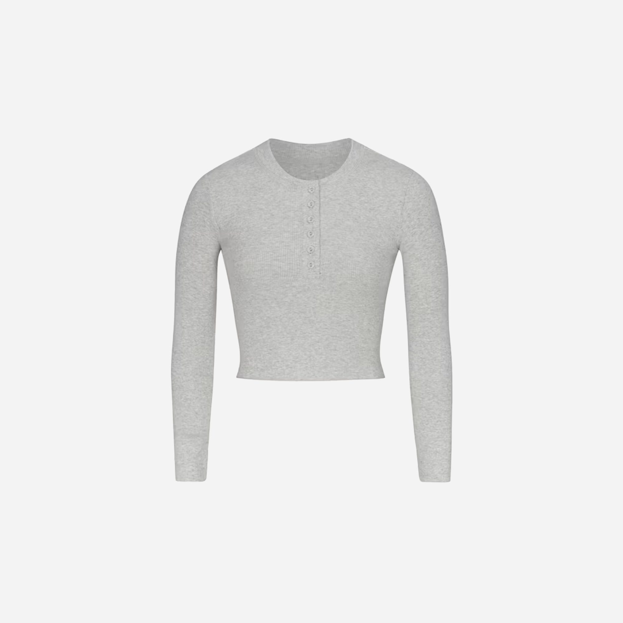 Skims Long Sleeve Crop Henley Cotton Rib