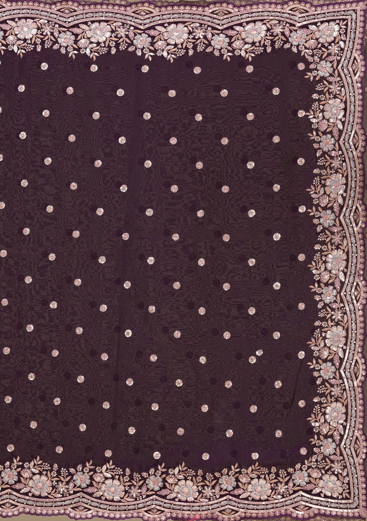 Koskii Purple Sequins Semi Crepe Saree – Women's - view 8